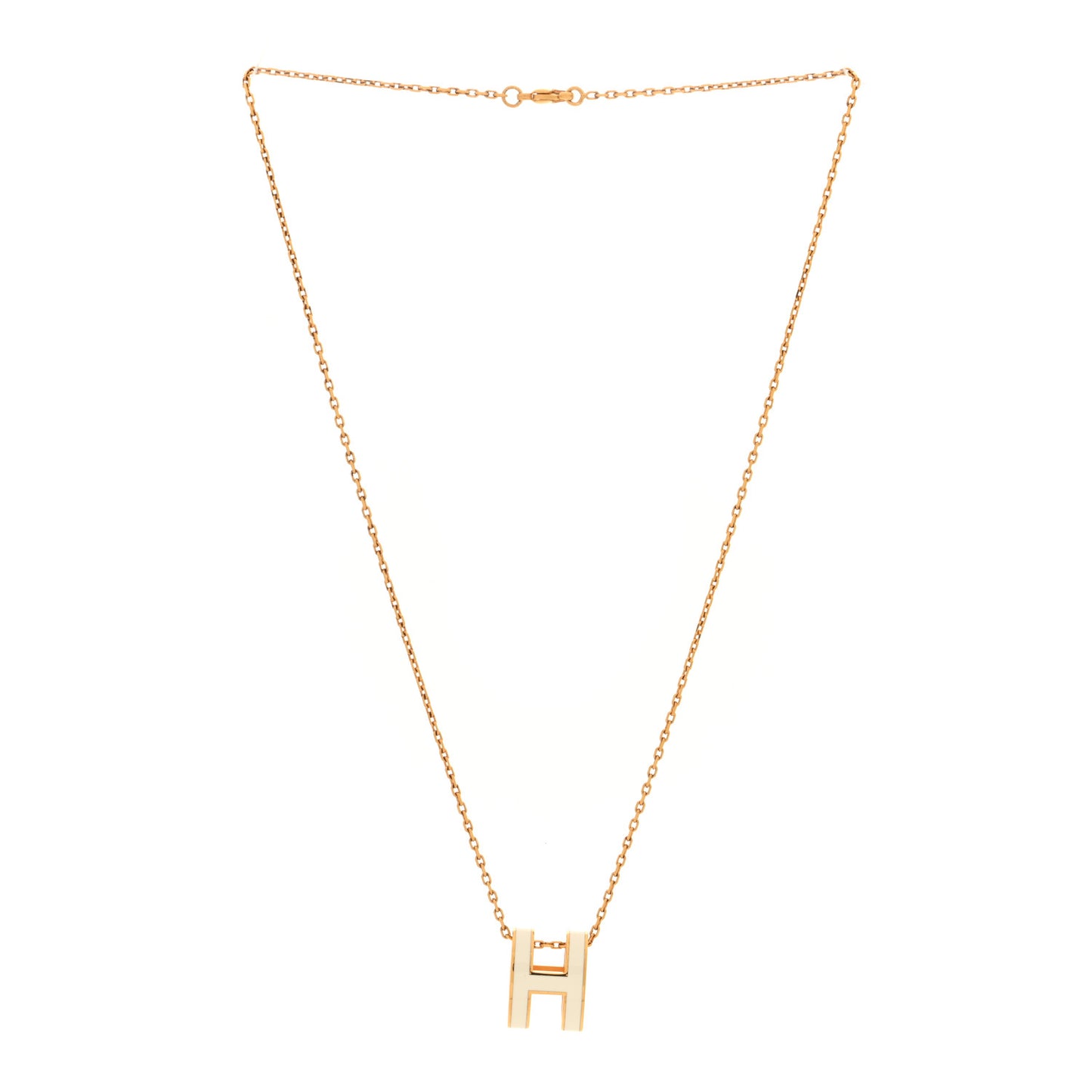 Lacquered Gold Pop H Pendant Necklace White