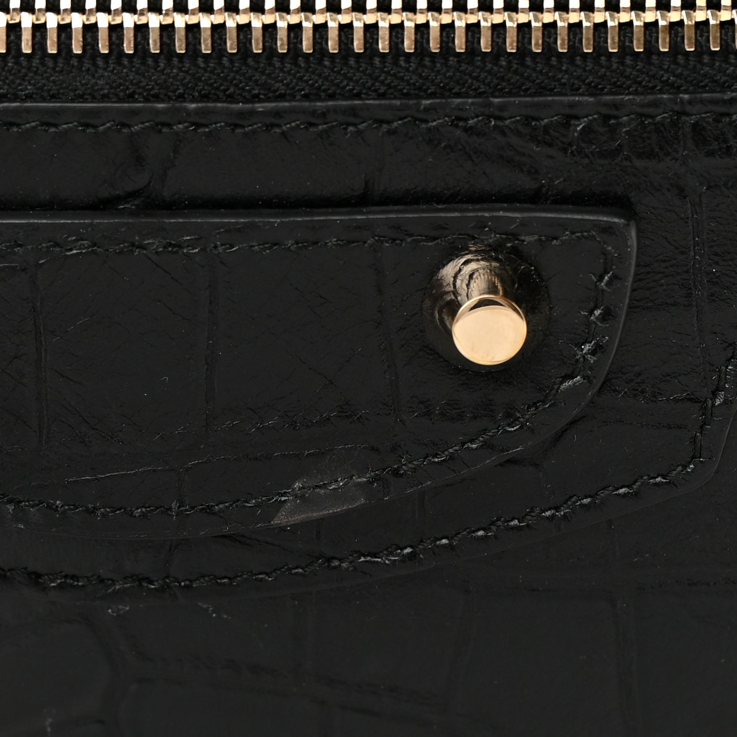 Calfskin Crocodile Embossed Classic Hardware City Black