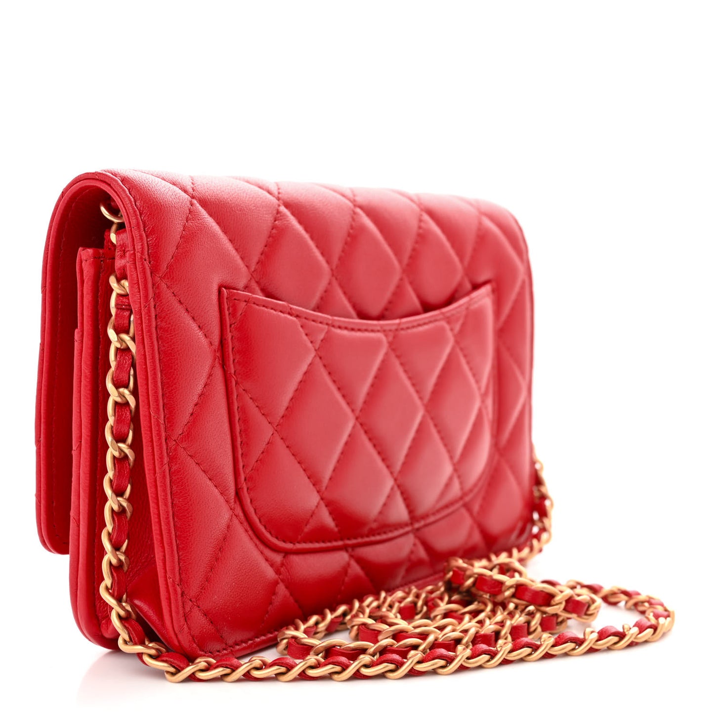 Lambskin Plexiglass Quilted Coco Love Wallet On Chain WOC Red