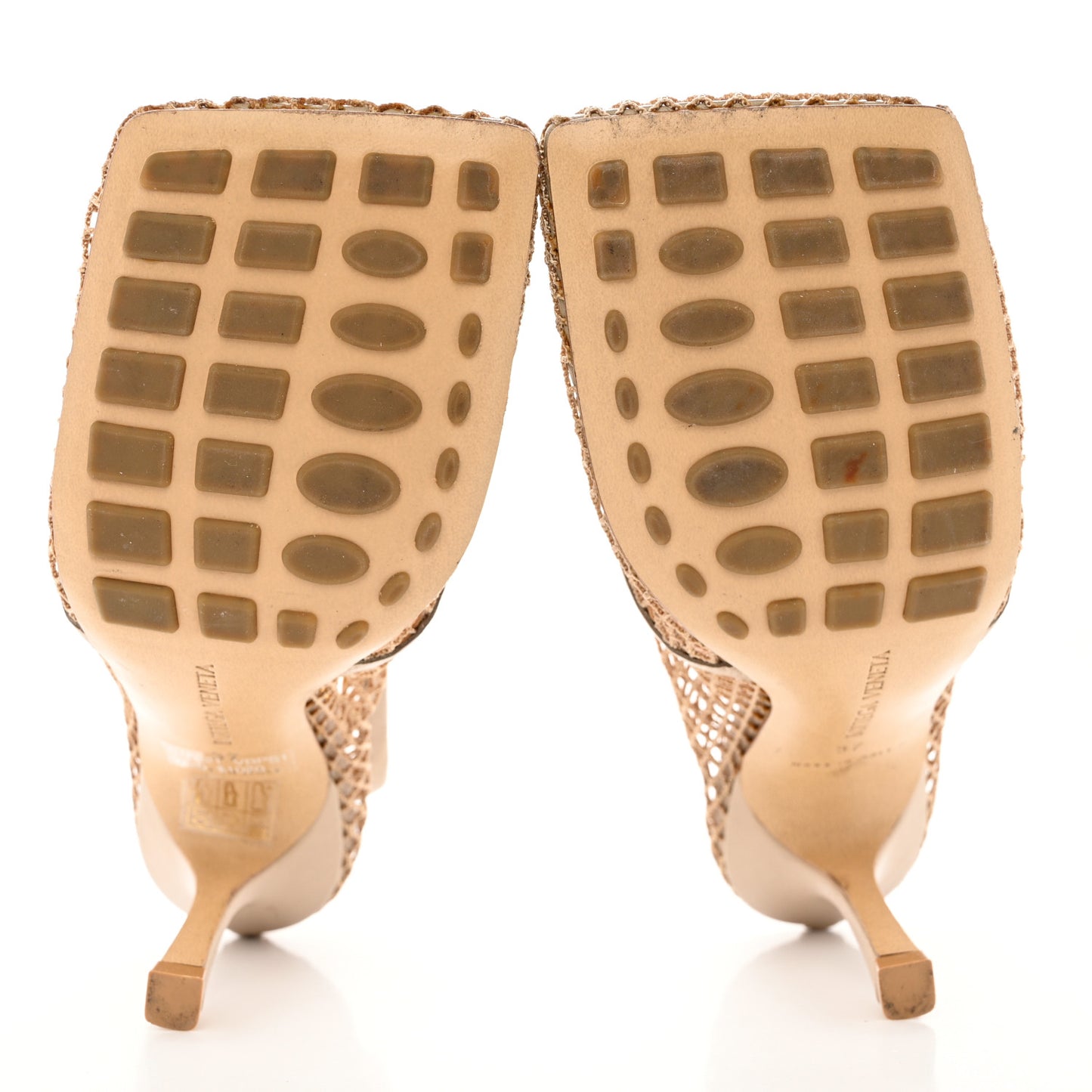 Mesh Calfskin Chain Stretch Pumps 37 Beige