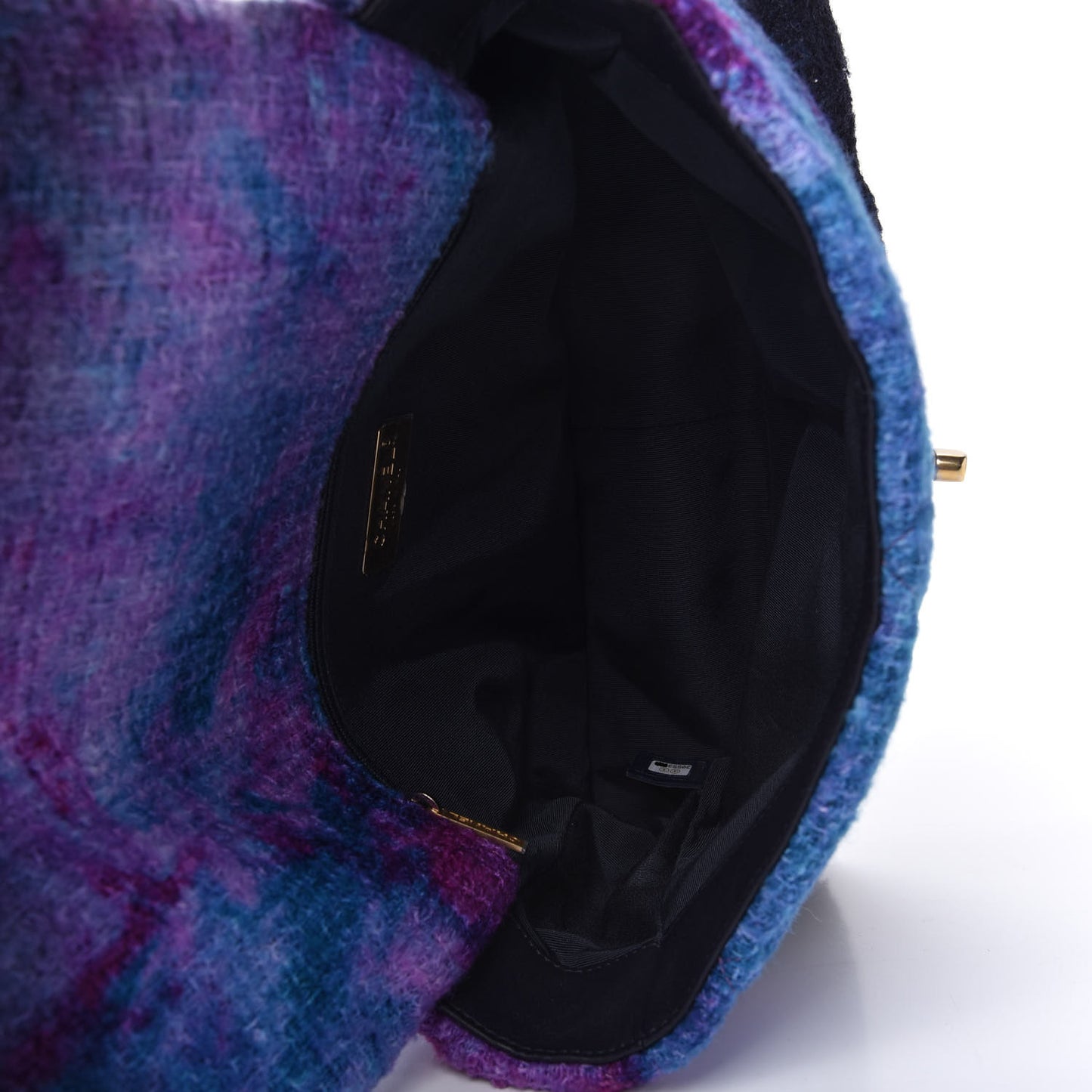 Wool Tweed Quilted Large Chanel 19 Flap Purple Black Blue