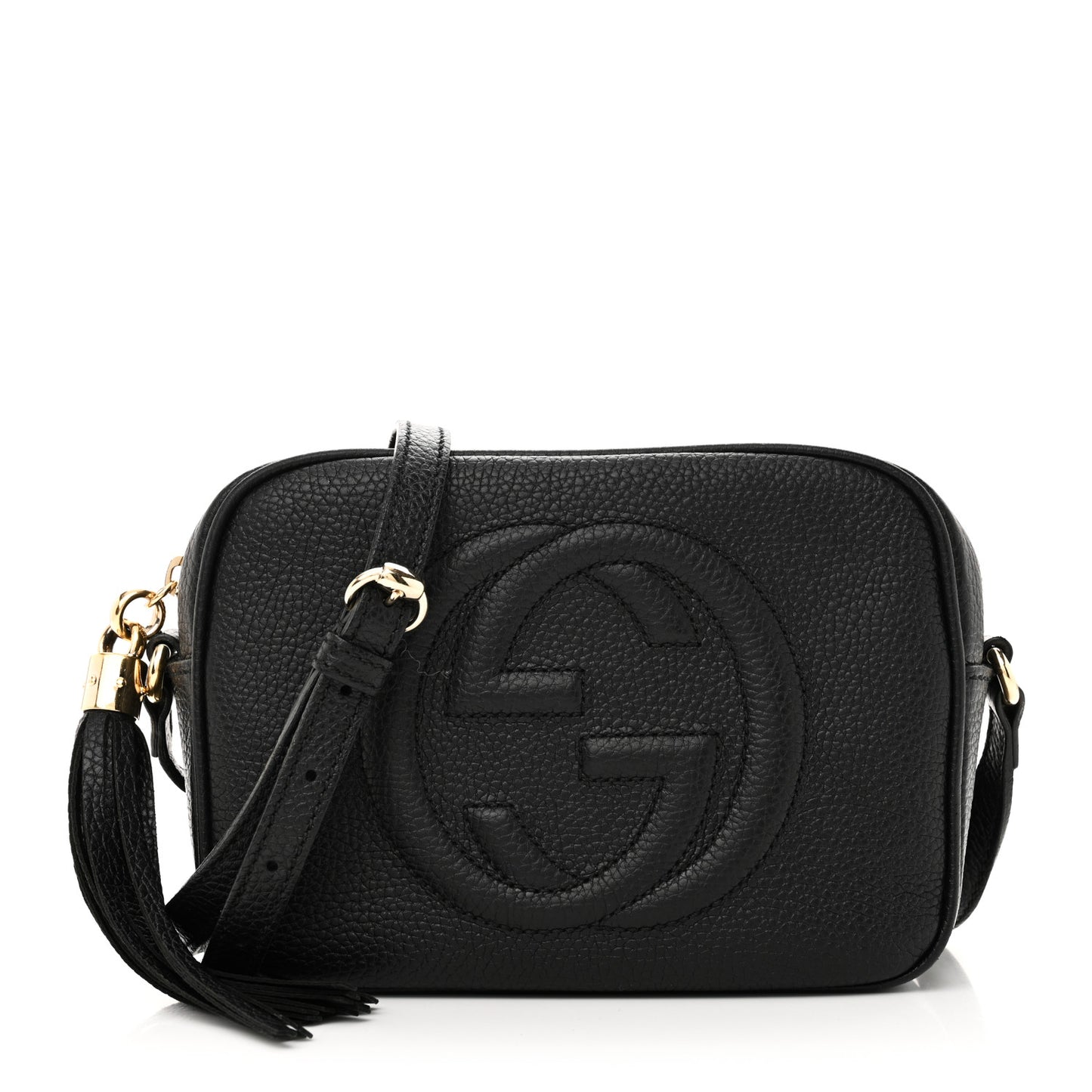 Pebbled Calfskin Small Soho Disco Bag Black