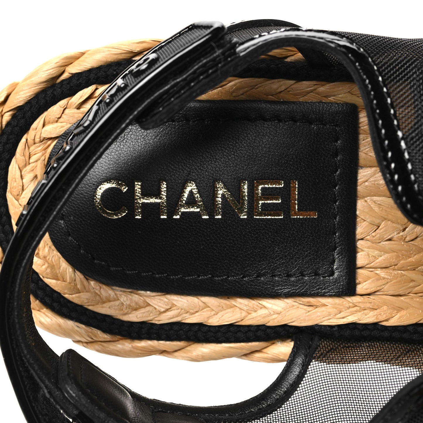 Mesh Patent Calfskin Velcro Dad Sandals 39 Black