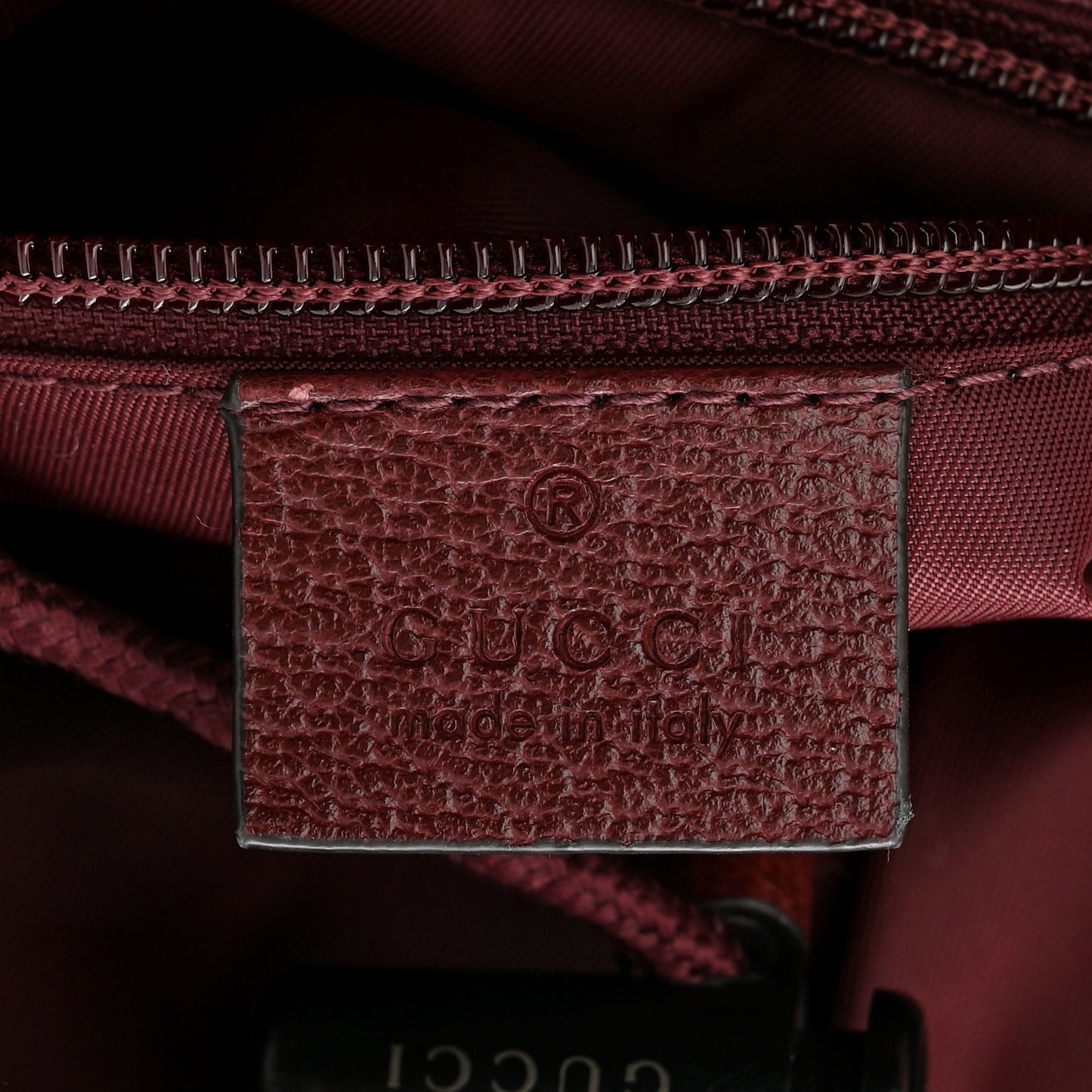GG Monogram Script Logo Large Double Pocket Backpack Sahara Rubino Bordeaux