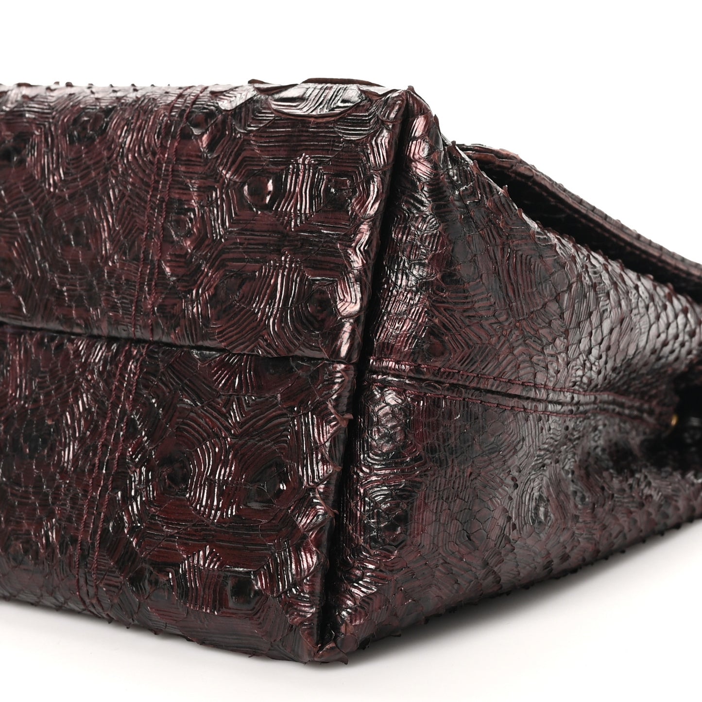 Metallic Snakeskin Medium Paris-Byzance Flap Burgundy