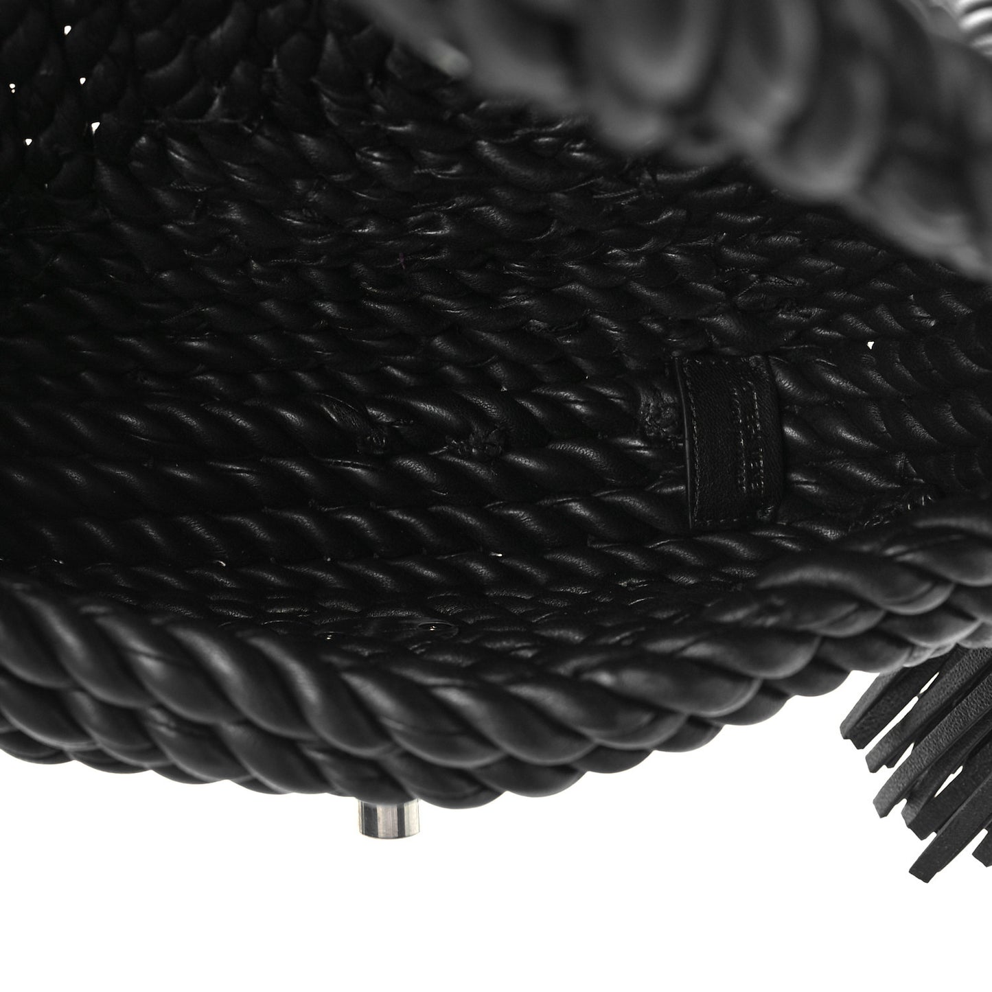 Lambskin Torchon Tasseled Twisted Shoulder Bag Black