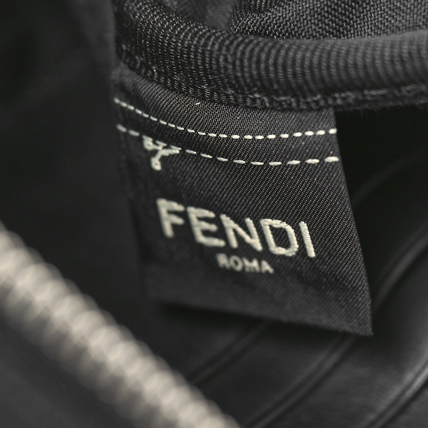Fendi Cotton Canvas Vitello Grace Light Logo Pouch Black 6 of 8