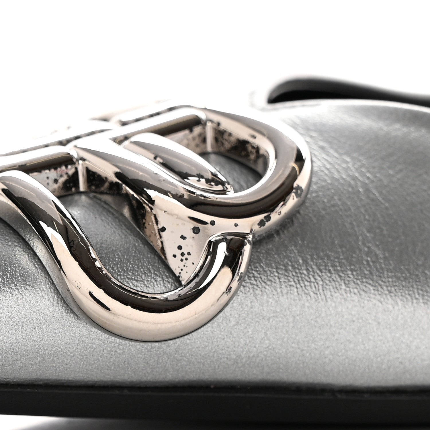 Balenciaga Metallic Calfskin BB Knife Pointy Toe Ballerina Flats 35.5 Silver Hardware 10 of 16