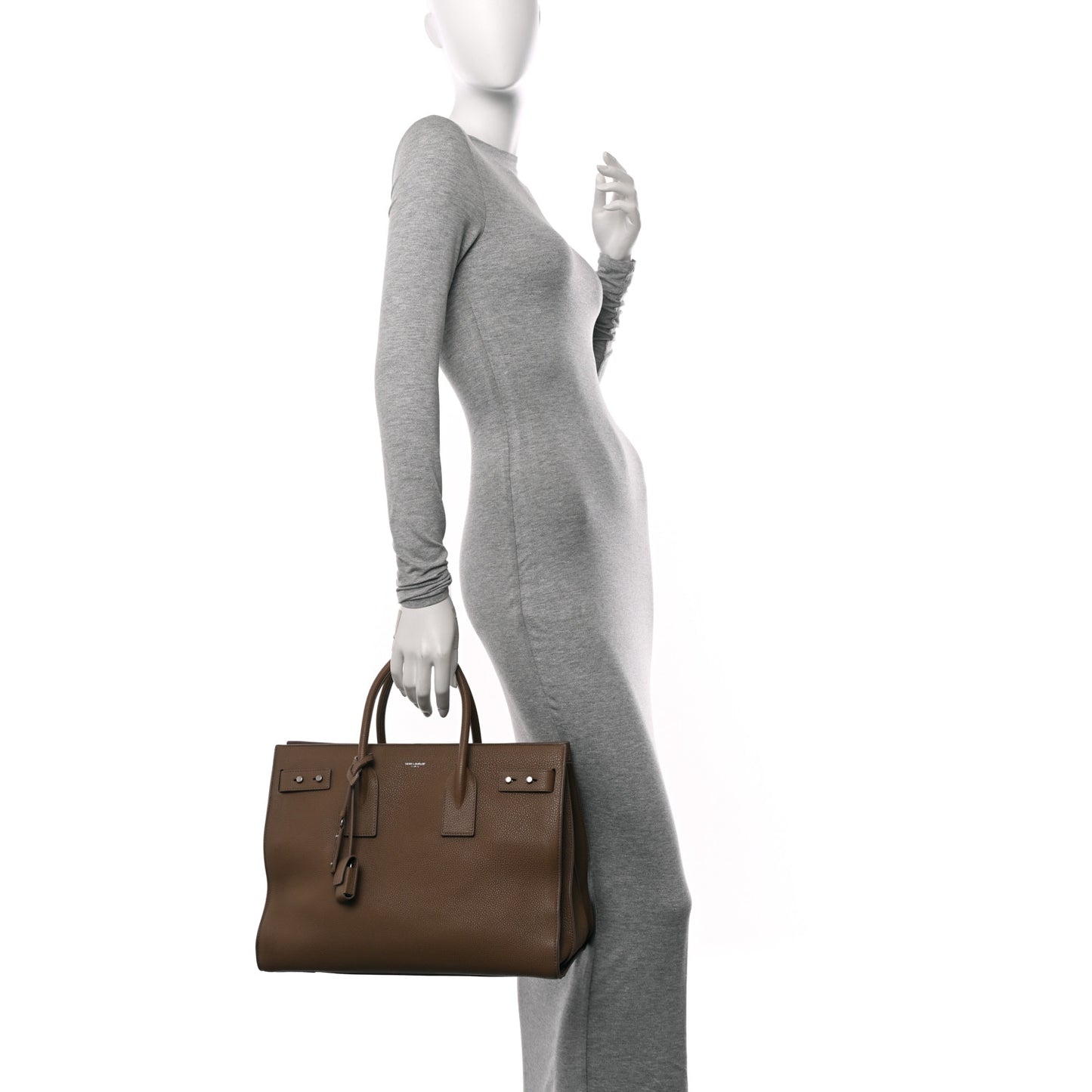 Grained Calfskin Medium Souple Sac De Jour Taupe