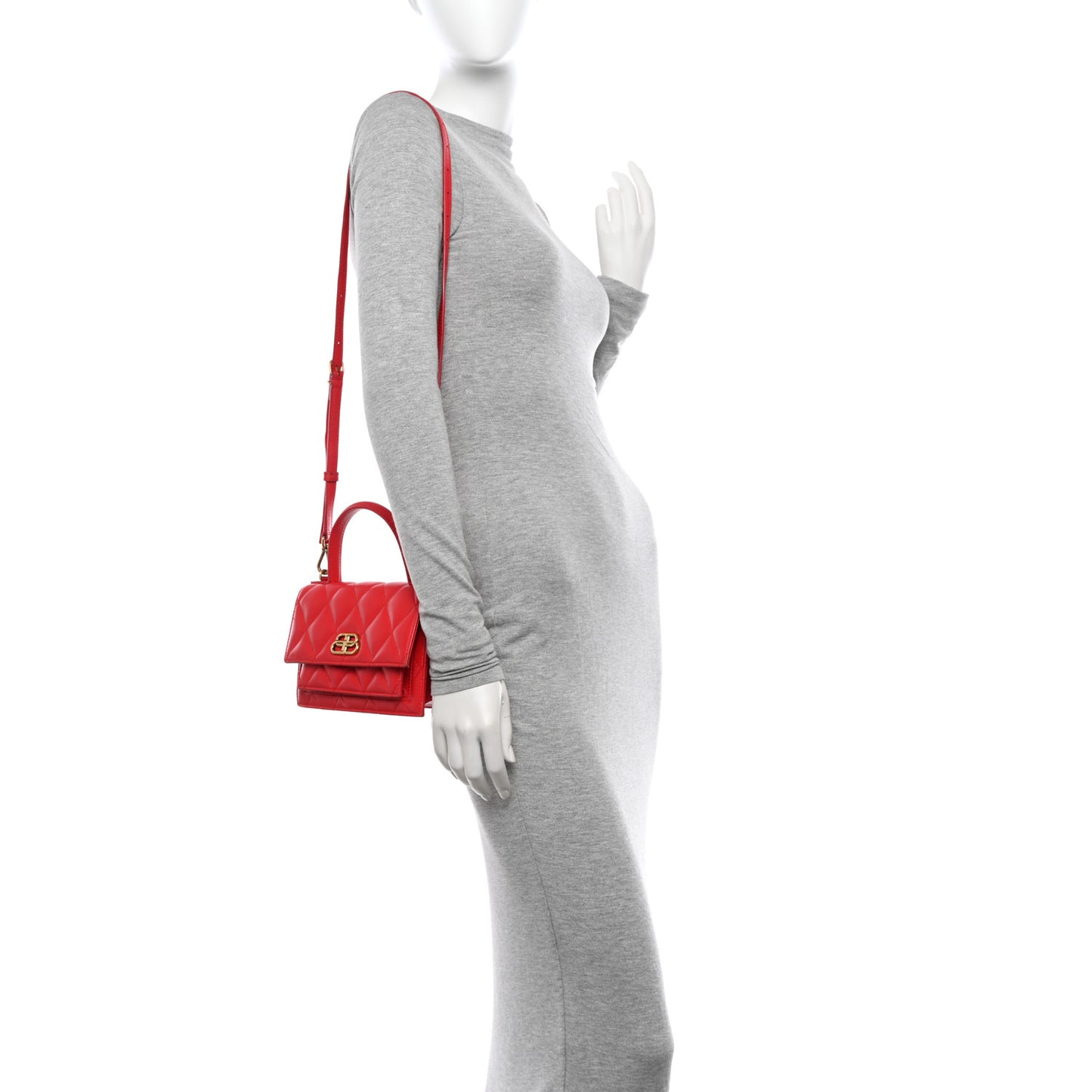 Nappa Calfskin Quilted XS Sharp Top Handle Bag Bright Red