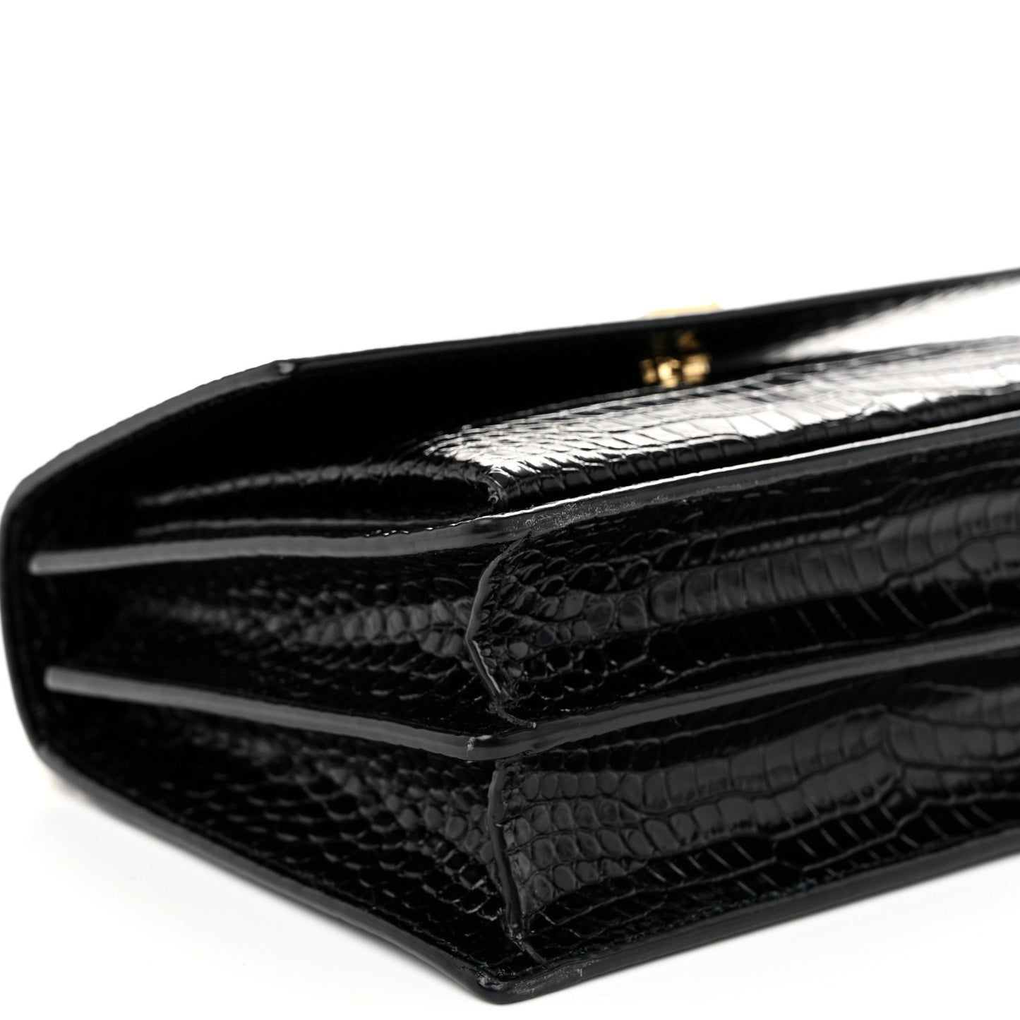 Calfskin Crocodile Embossed Medium Monogram Sunset Black