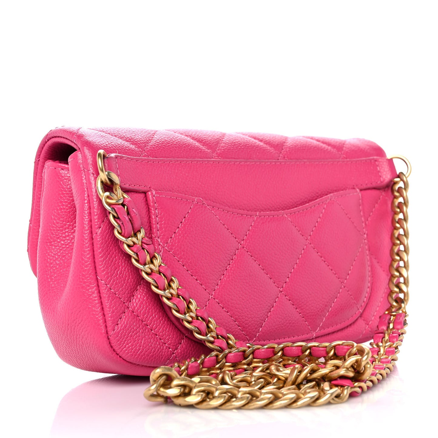 Caviar Quilted Chain Melody Waist Belt Bag Dark Pink
