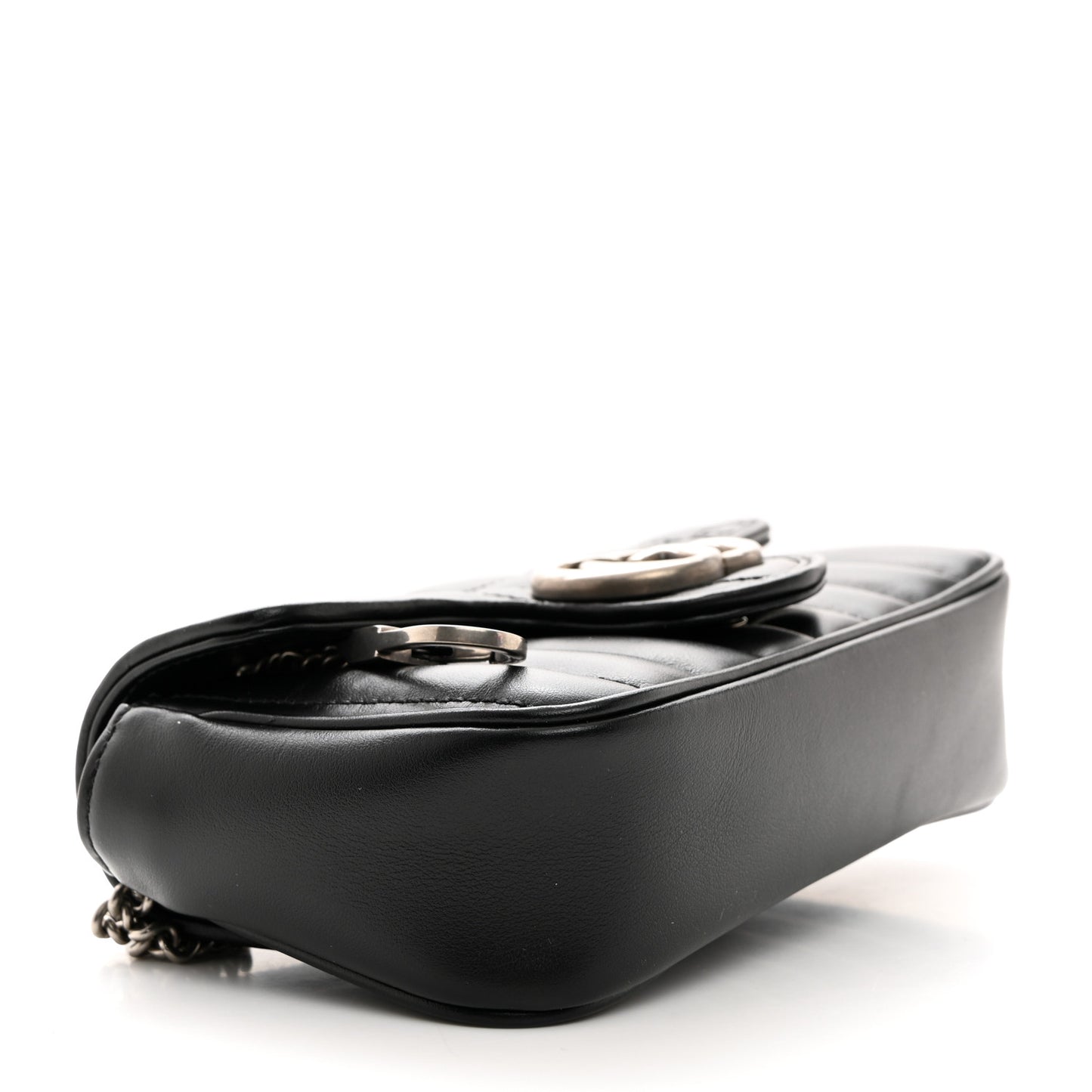 Calfskin Matelasse Aria Super Mini GG Marmont Shoulder Bag Black