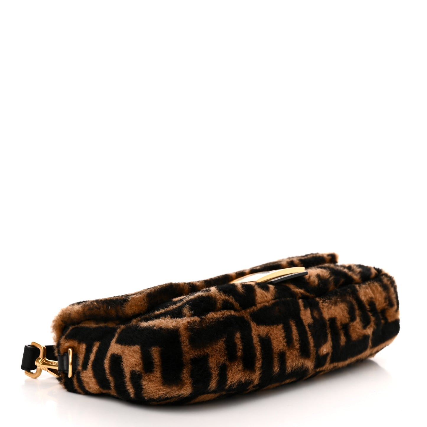 Shearling Vitello Dolce Macro FF 1974 Baguette Tobacco Black