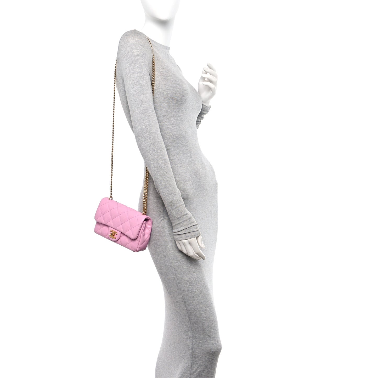 Caviar Quilted Mini Rectangular Sweetheart Flap Lilac