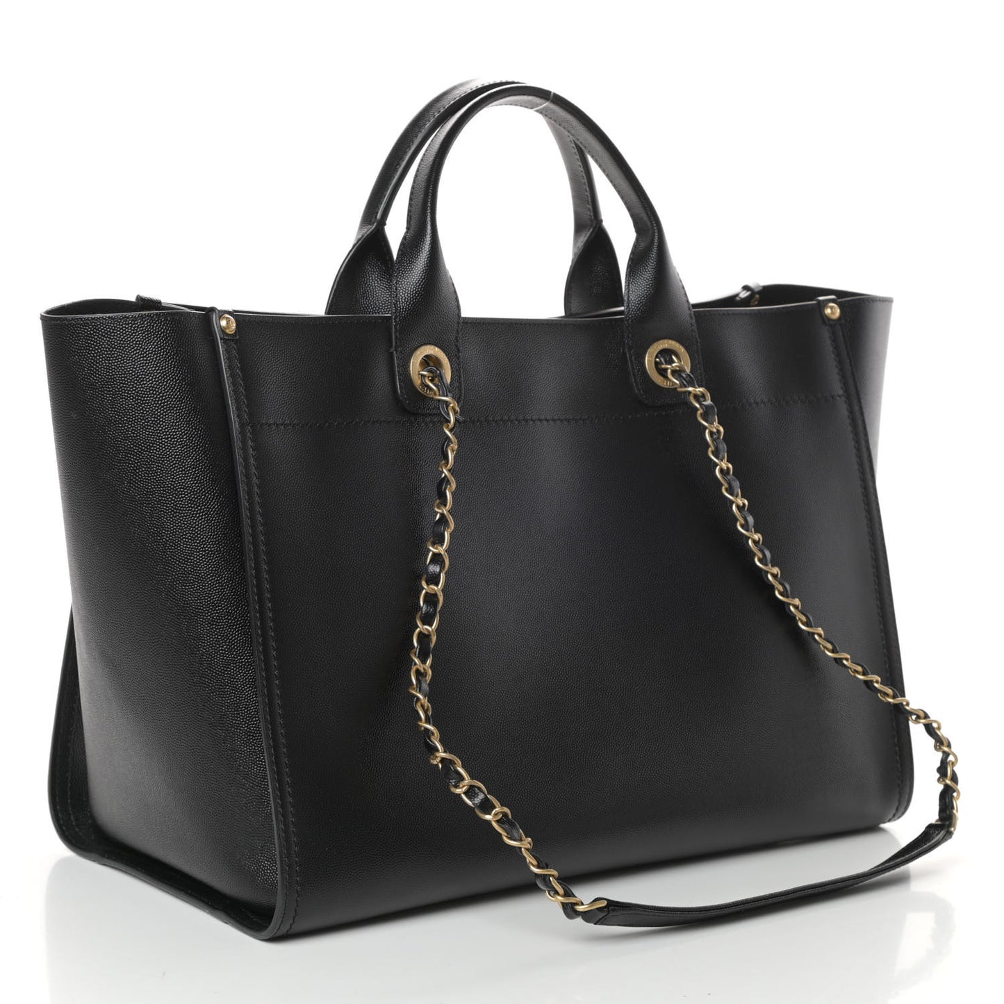 Caviar Medium Studded Deauville Tote Black