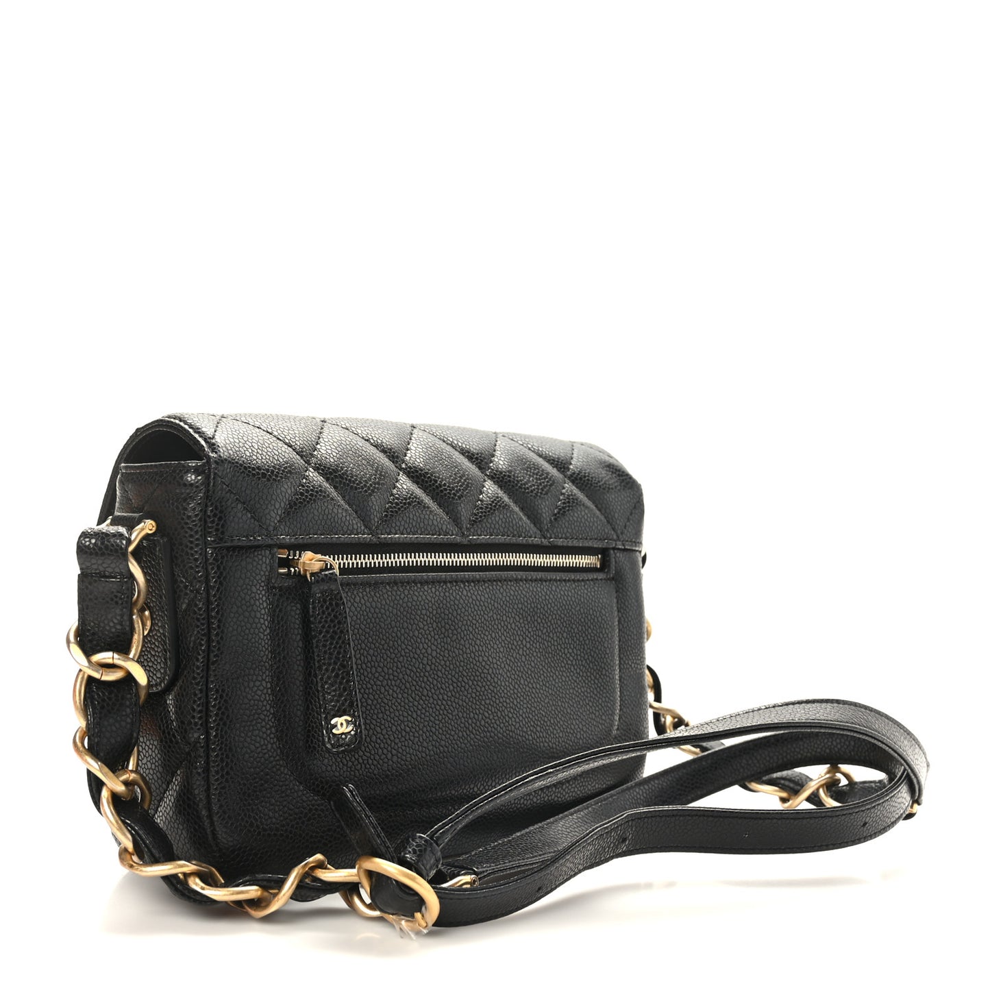 Caviar Quilted Small Chain Flap Black