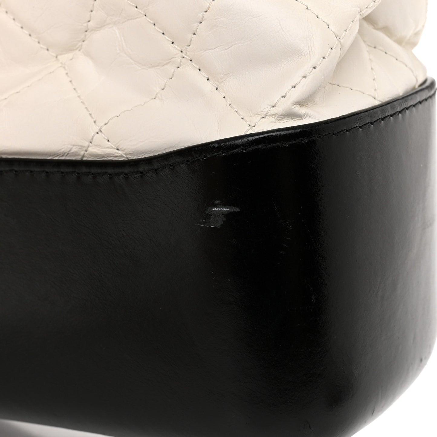 Aged Calfskin Quilted Medium Gabrielle Hobo Black White