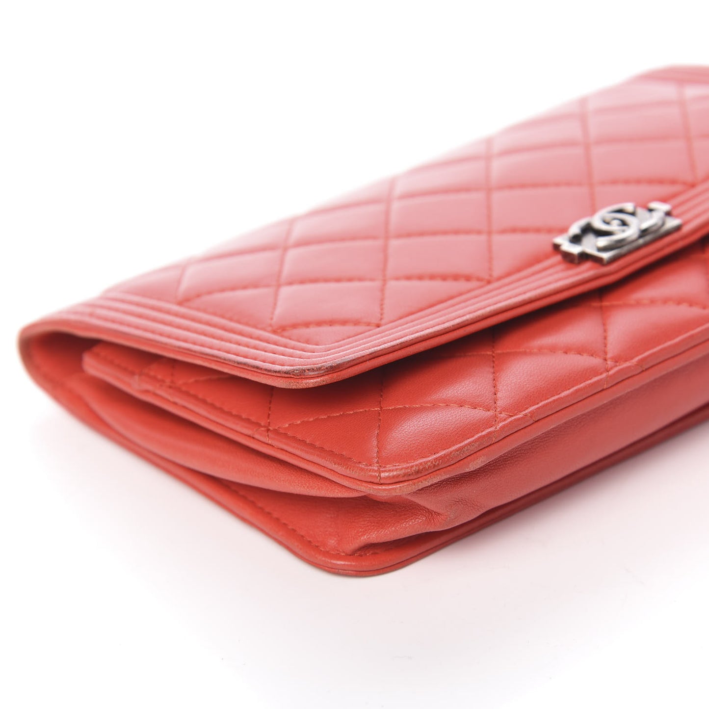 Lambskin Quilted Boy Wallet On Chain WOC Red