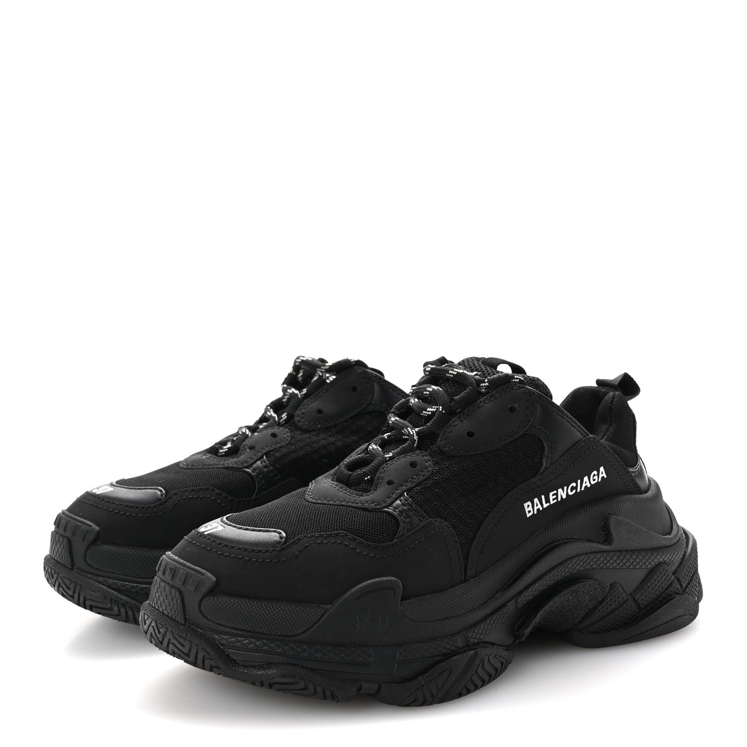 Balenciaga Fabric Mesh Womens Triple S Sneakers 37 Black 4 of 10
