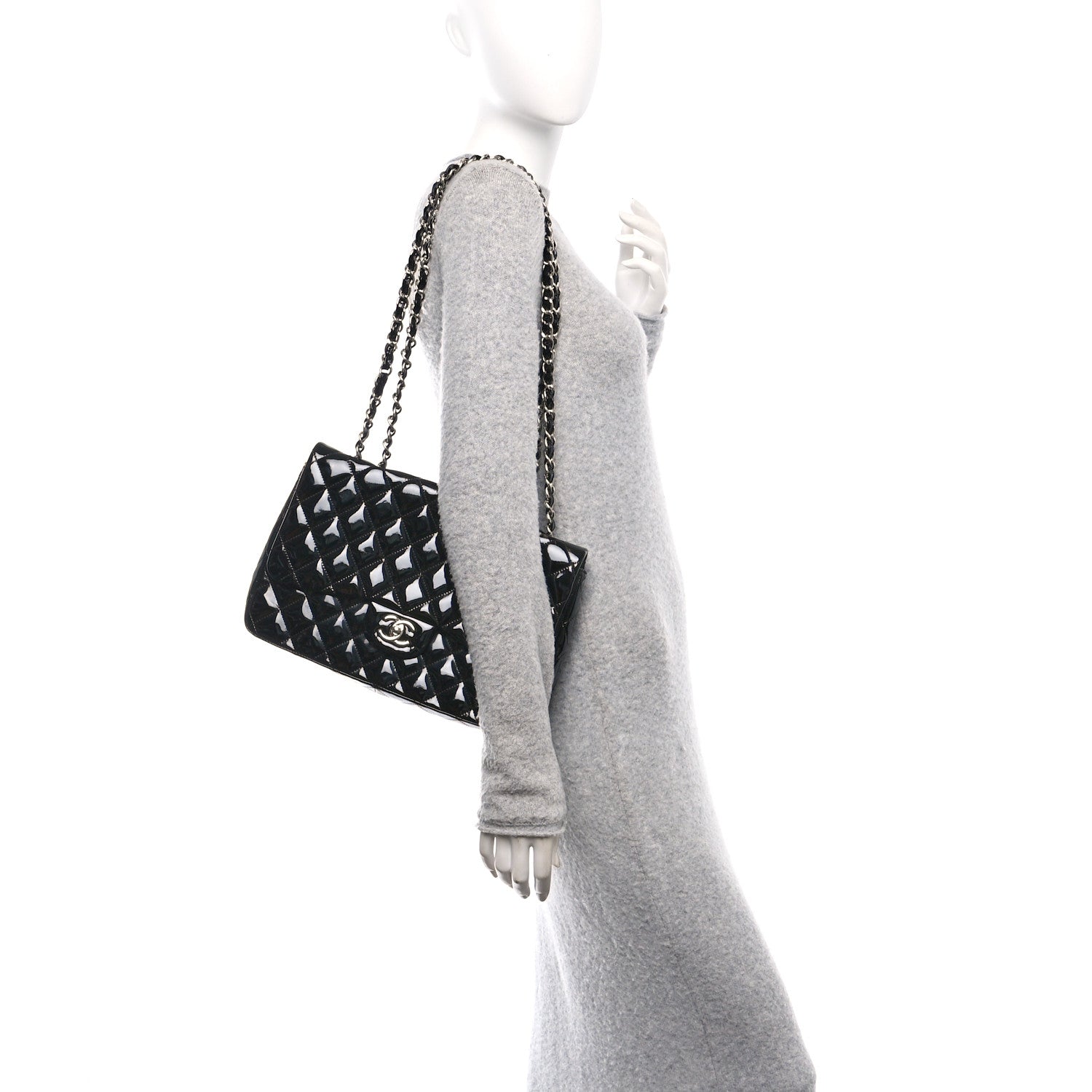 Chanel Patent Quilted Jumbo Single Flap Black 2 of 12