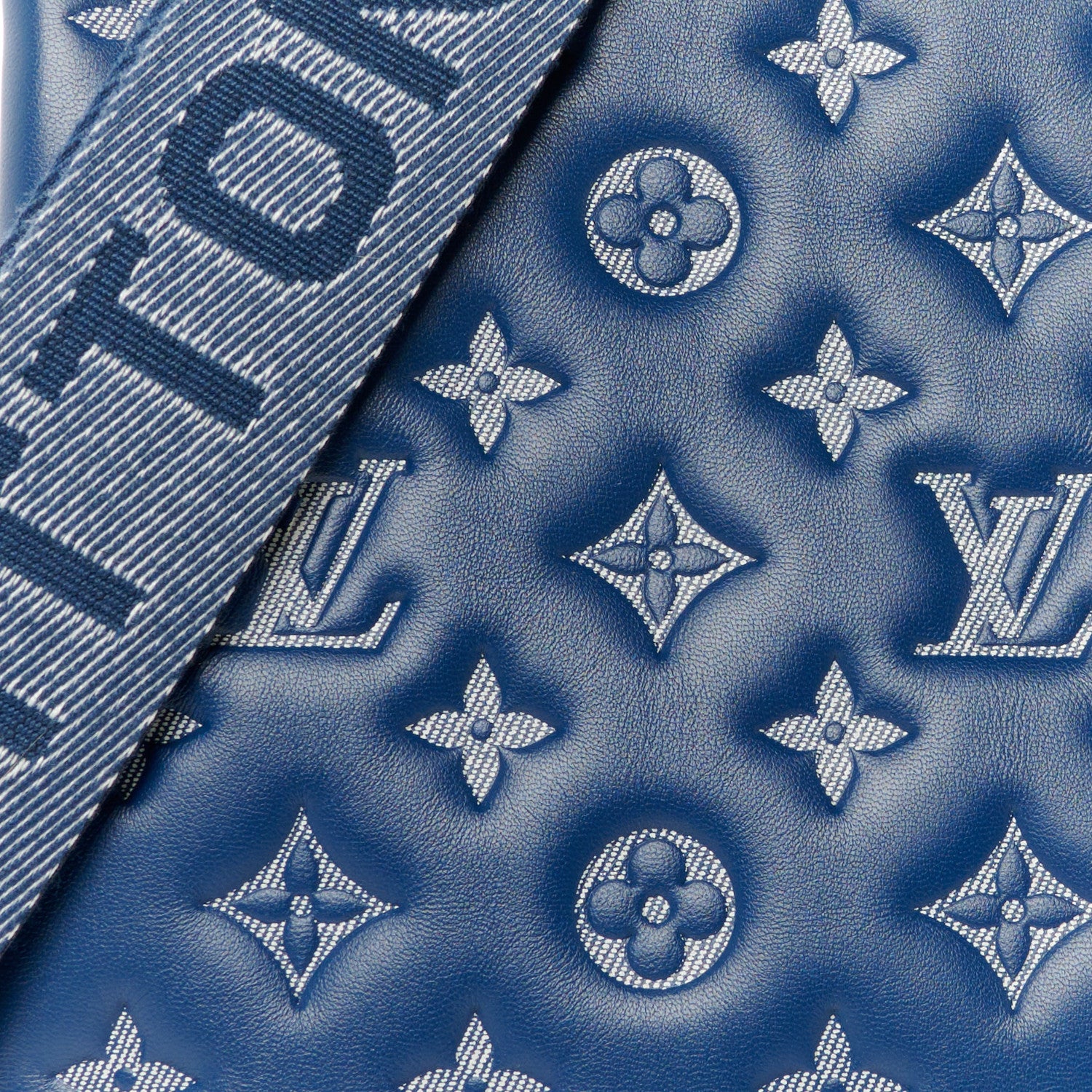 Louis Vuitton Lambskin Embossed Monogram Coussin PM Denim Blue 9 of 12