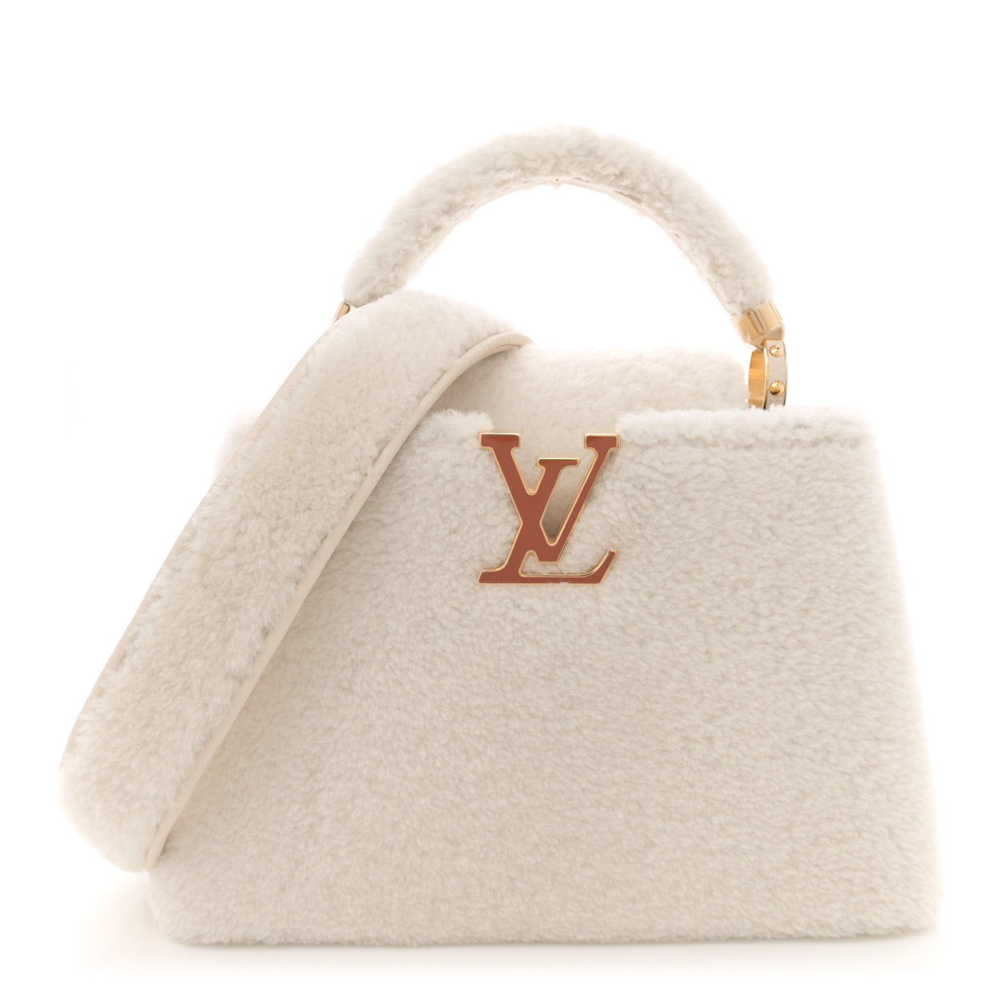 Shearling Calfskin Capucines BB White
