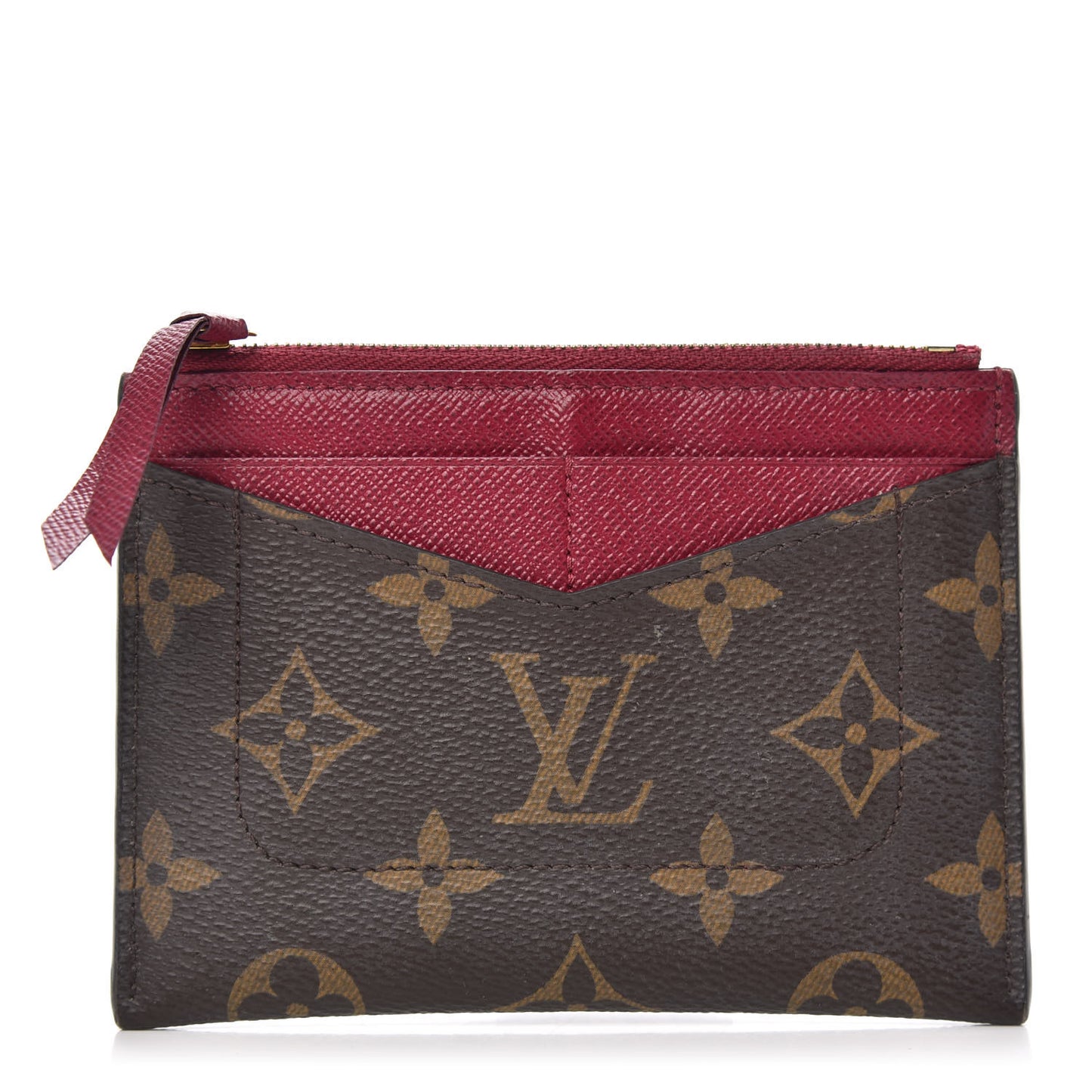 Monogram Zipped Card Holder Fuchsia