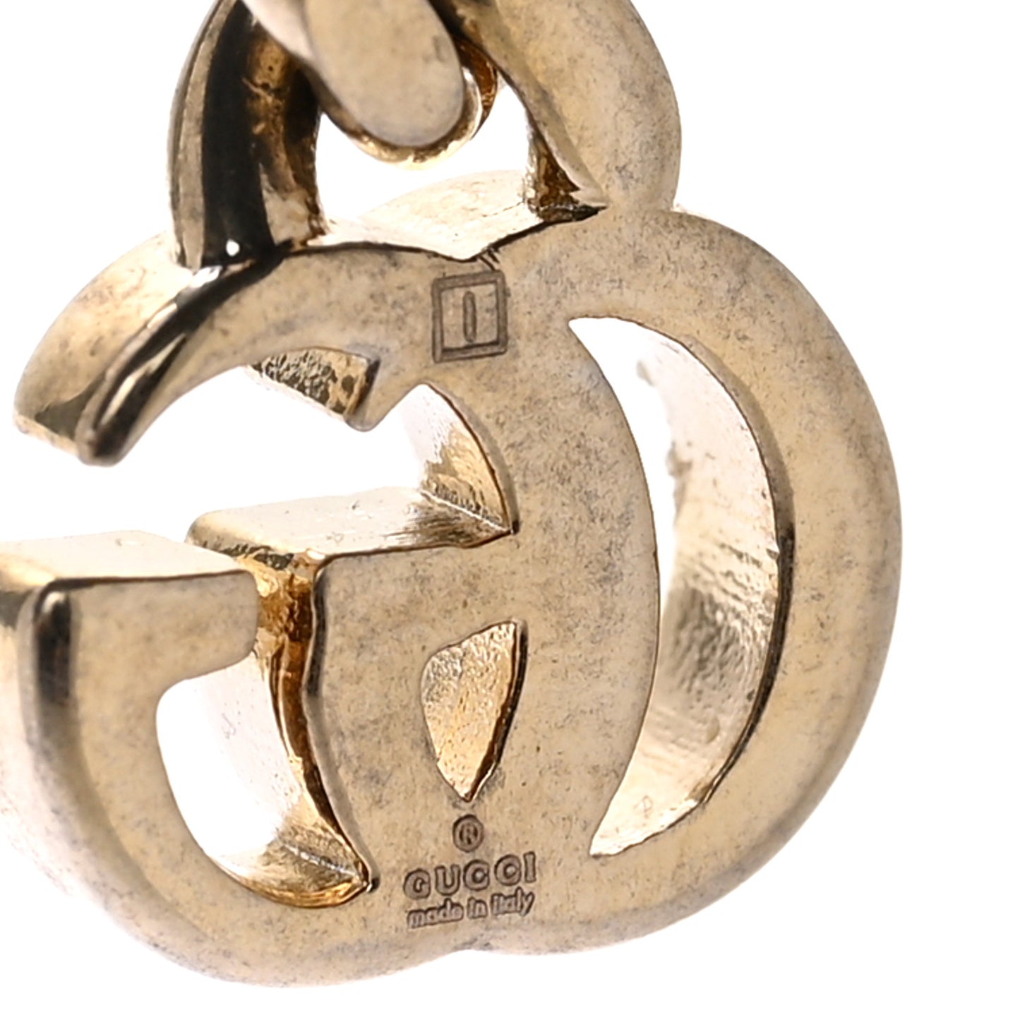 Metal Pearl Double G Chain Drop Earrings Gold