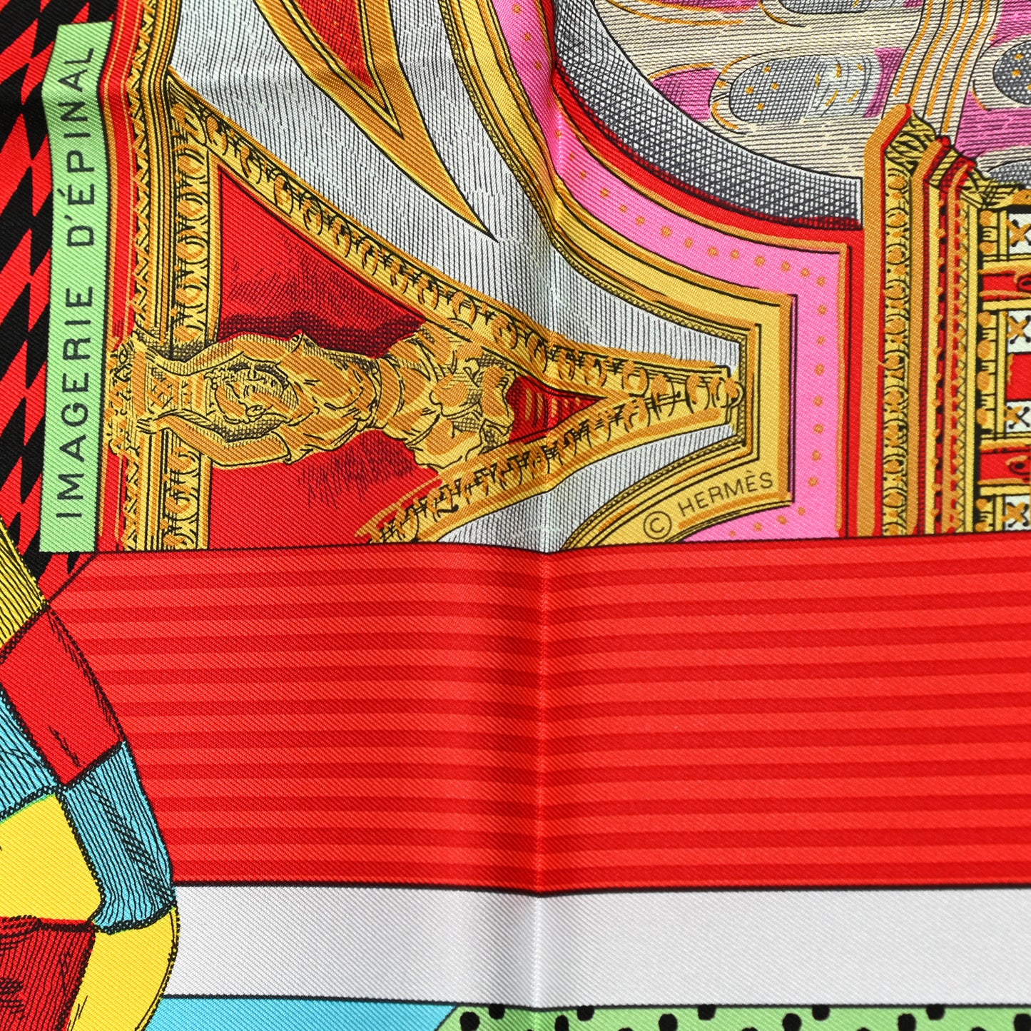 Silk Grand Theatre Nouveau Scarf 90 Rouge Vert Multicolor