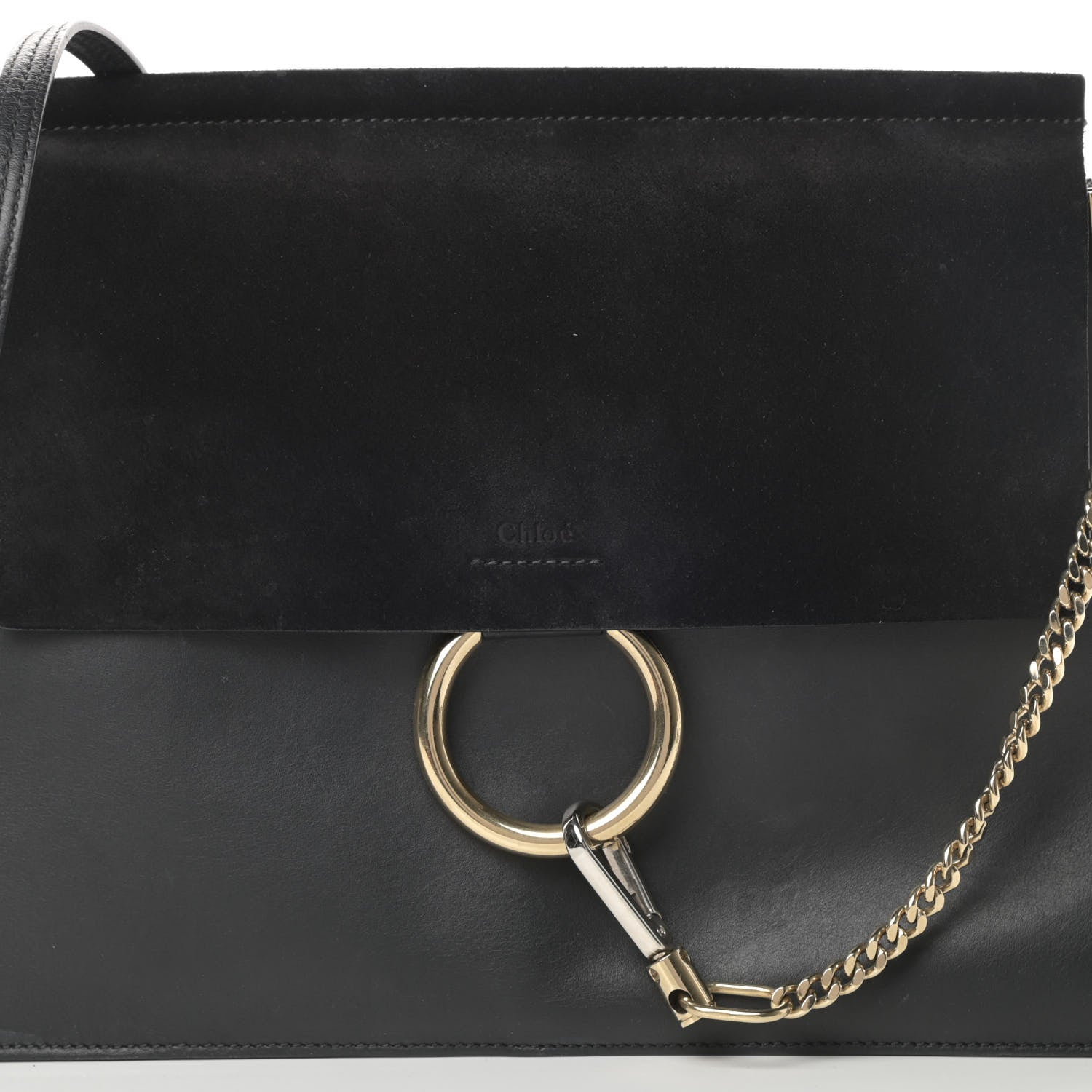 Chloe Suede Calfskin Medium Faye Shoulder Bag Black 8 of 17