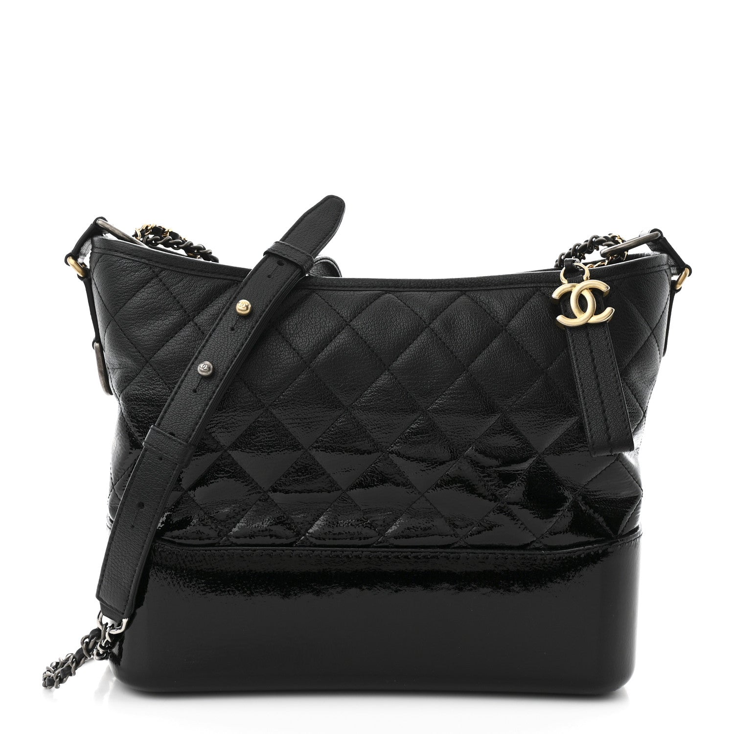 Chanel Aged Calfskin Quilted Medium Gabrielle Hobo Black 1750099