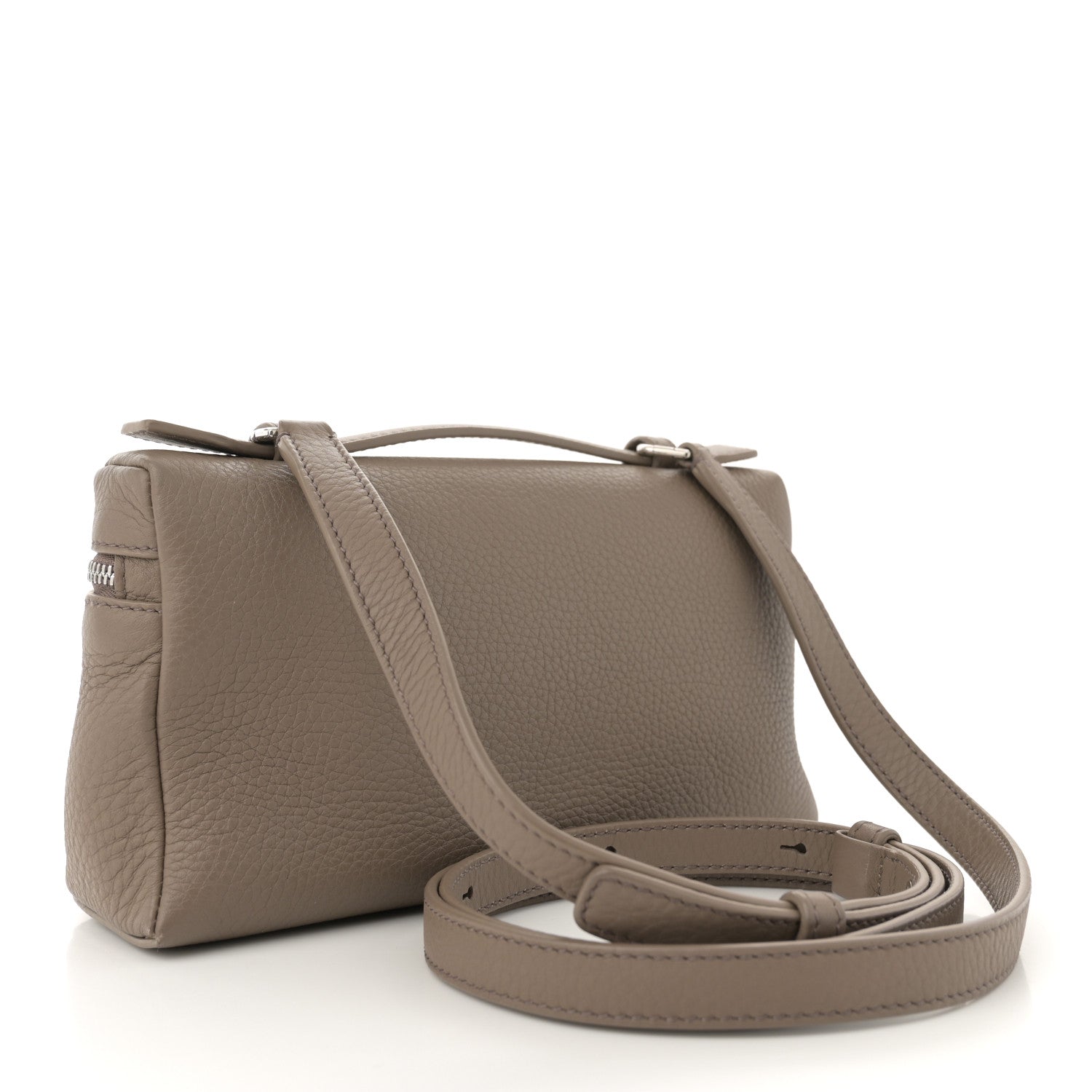 Loro Piana Grained Calfskin L19 Extra Pocket Pouch Warm Mastic 3 of 12