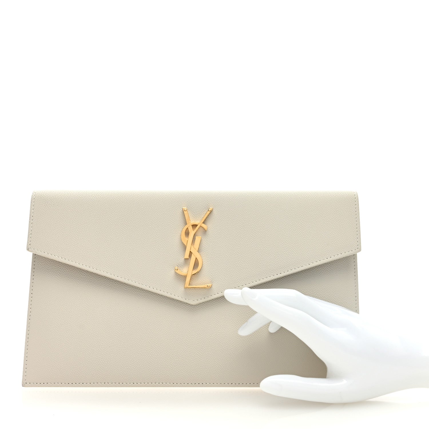 Saint Laurent SAINT LAURENT Grain De Poudre Uptown Pouch Crema Soft 2 of 7