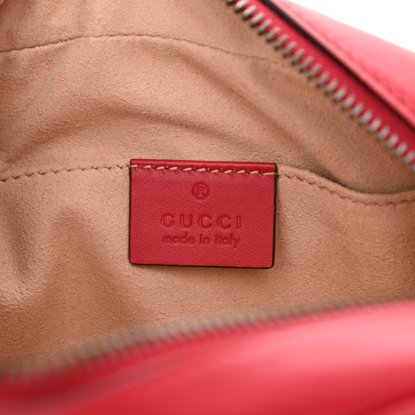 Calfskin Matelasse Mini GG Marmont Chain Shoulder Bag Hibiscus Red