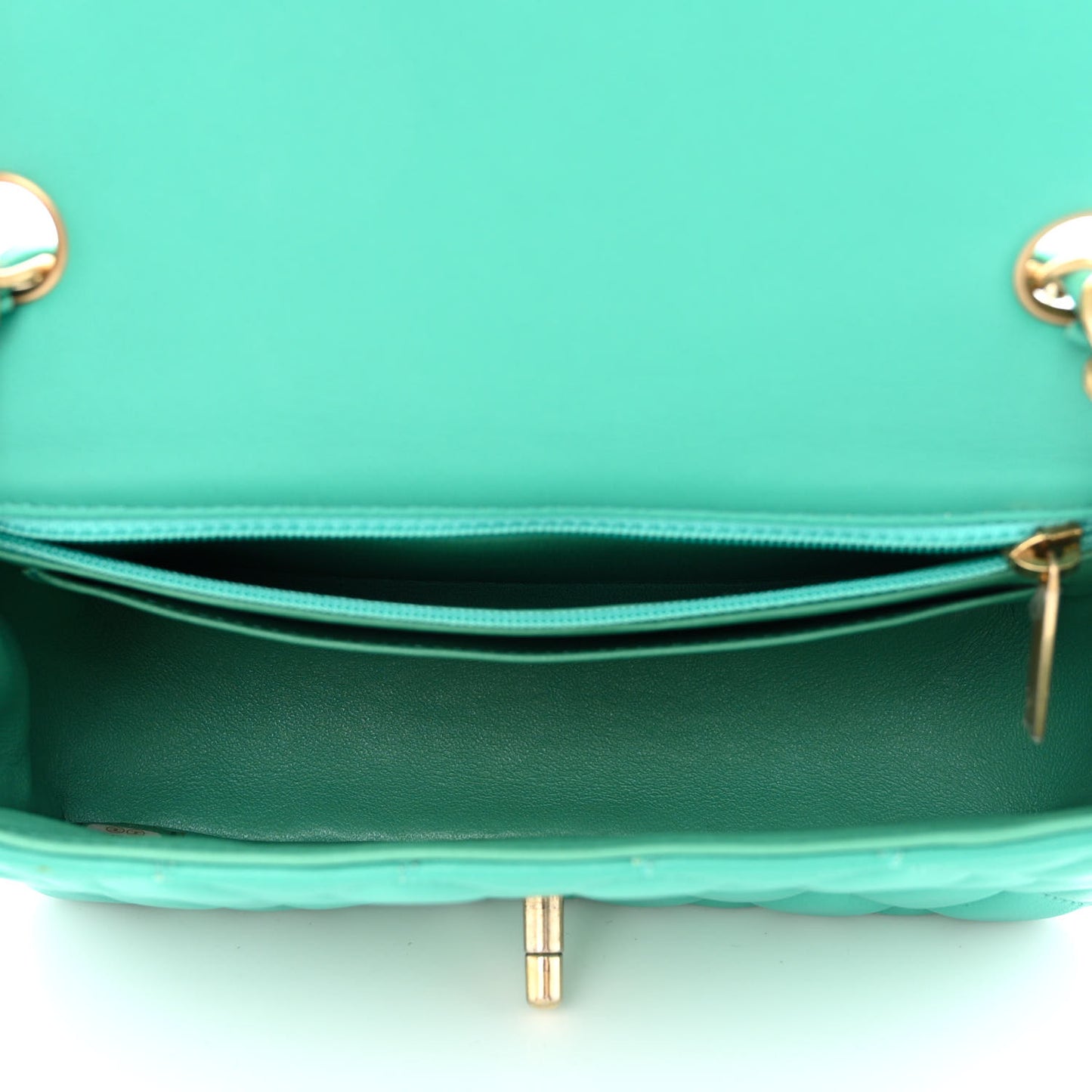 Lambskin Quilted Mini Rectangular Flap Turquoise