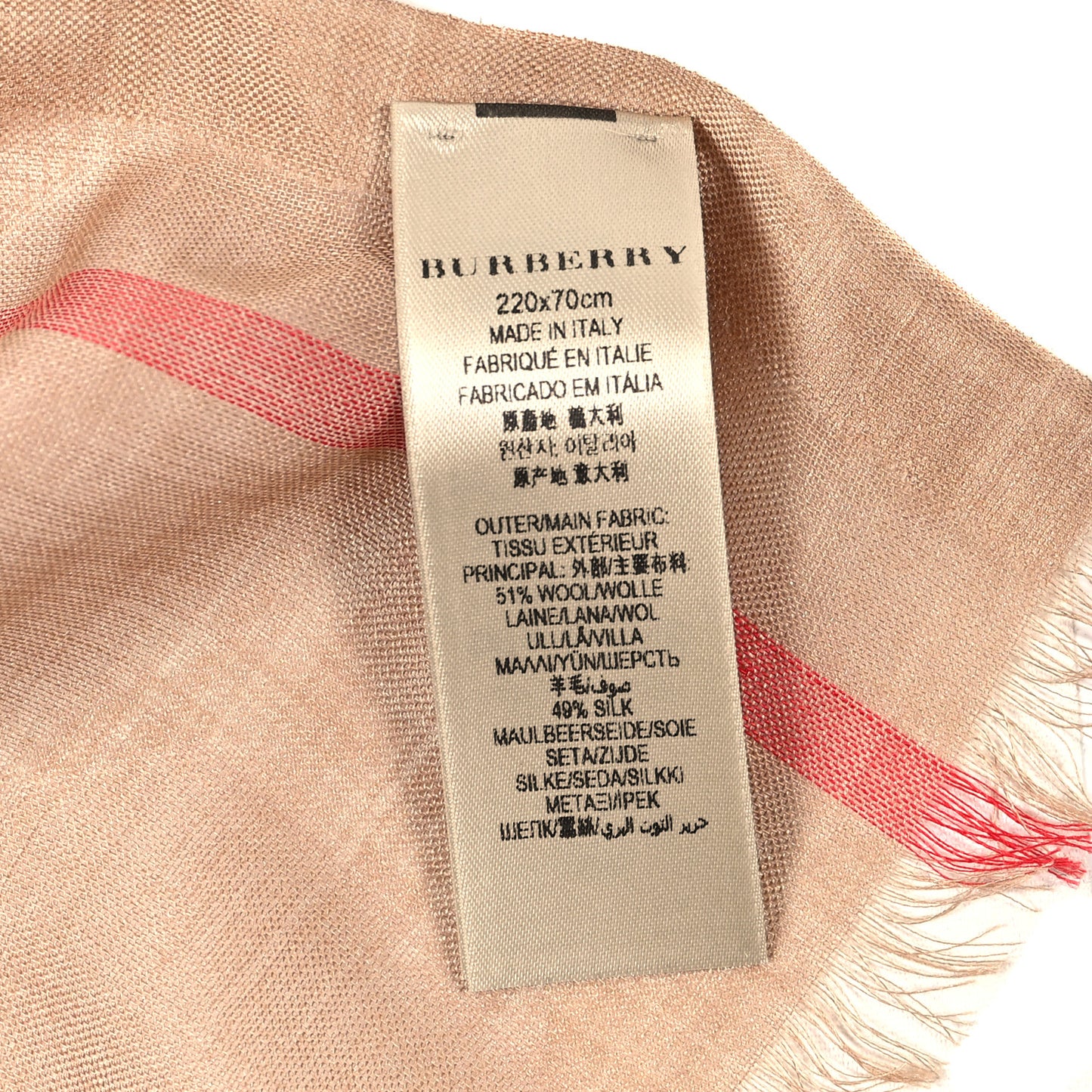 Wool Silk Gauze Giant Check Lightweight Scarf Archive Beige