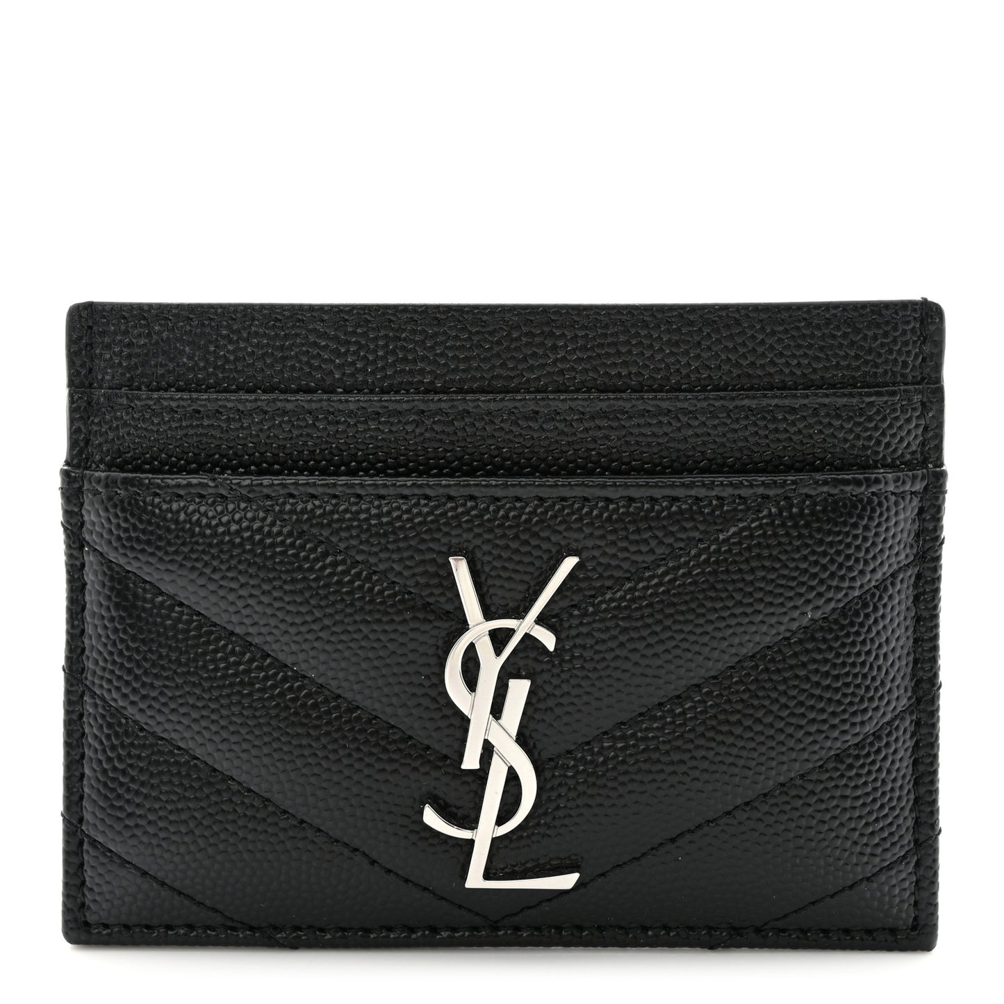 Grain De Poudre Matelasse Chevron Monogram Credit Card Case Black