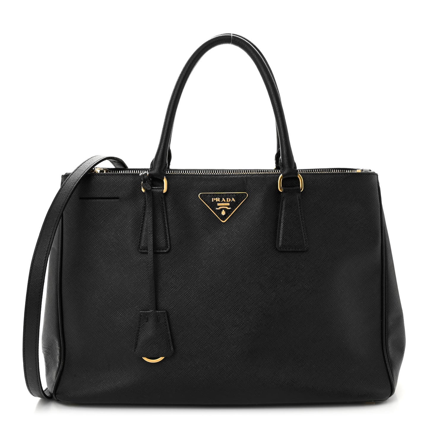 Saffiano Medium Galleria Double Zip Tote Black