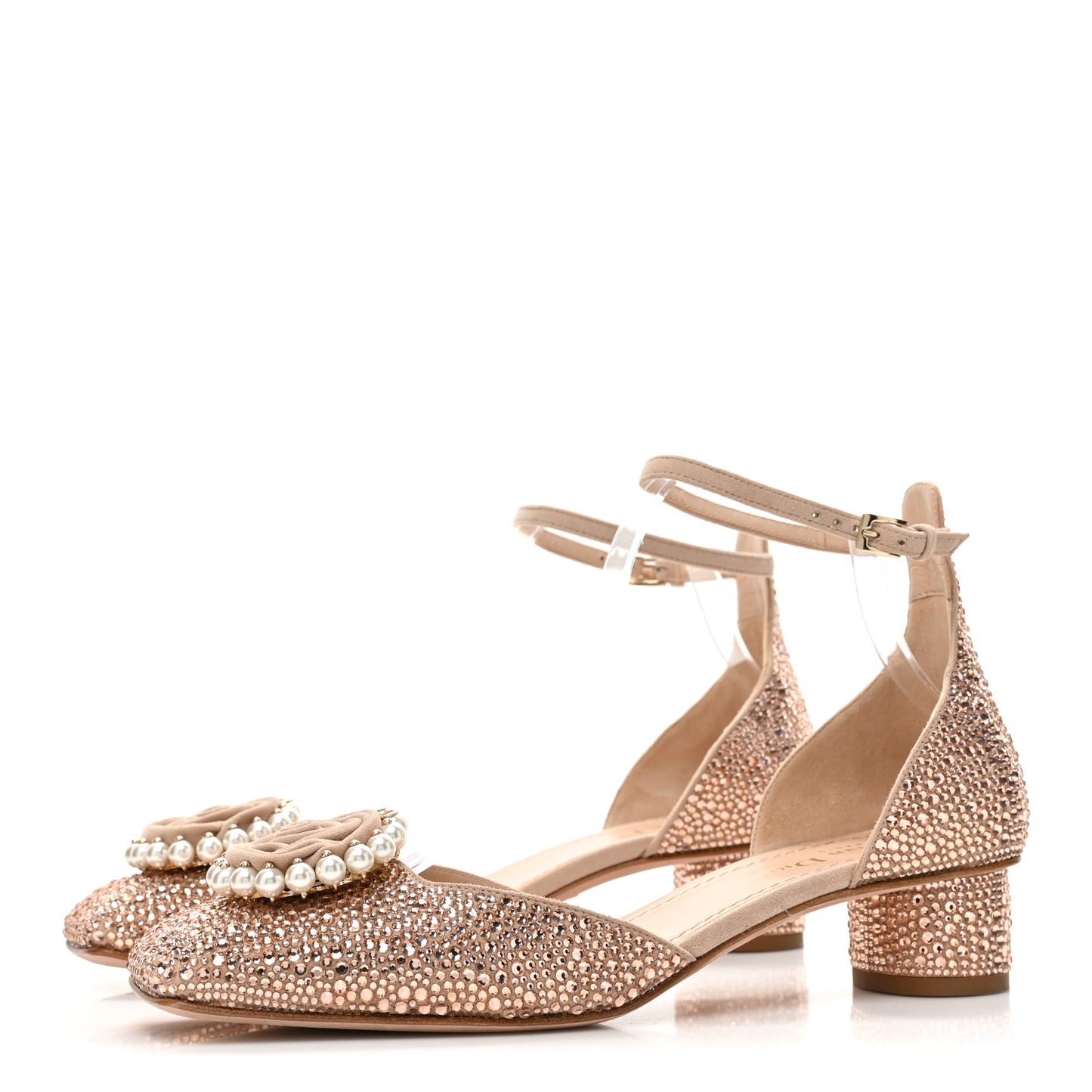 Suede Calfskin Strass Pearl Dior Rose Pumps 38