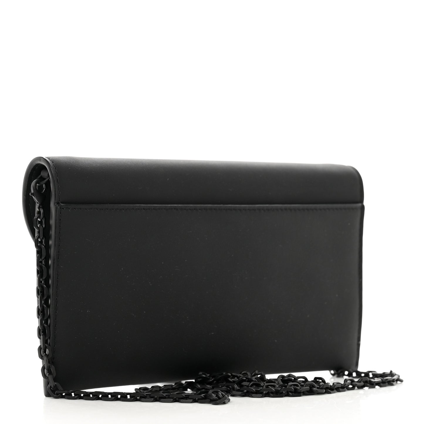 Ultra Matte Calfskin Saddle Chain Wallet Pouch Black