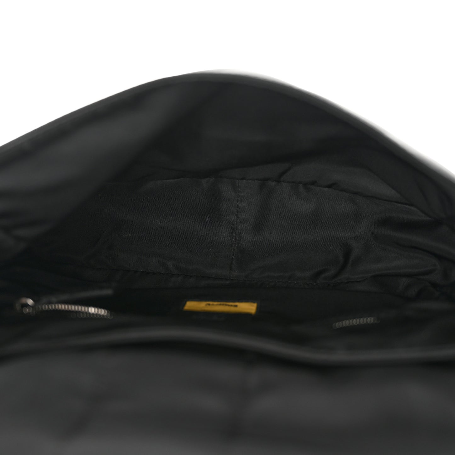Econyl Nylon Cuoio Romano Monochrome Medium Baguette Messenger Bag Black