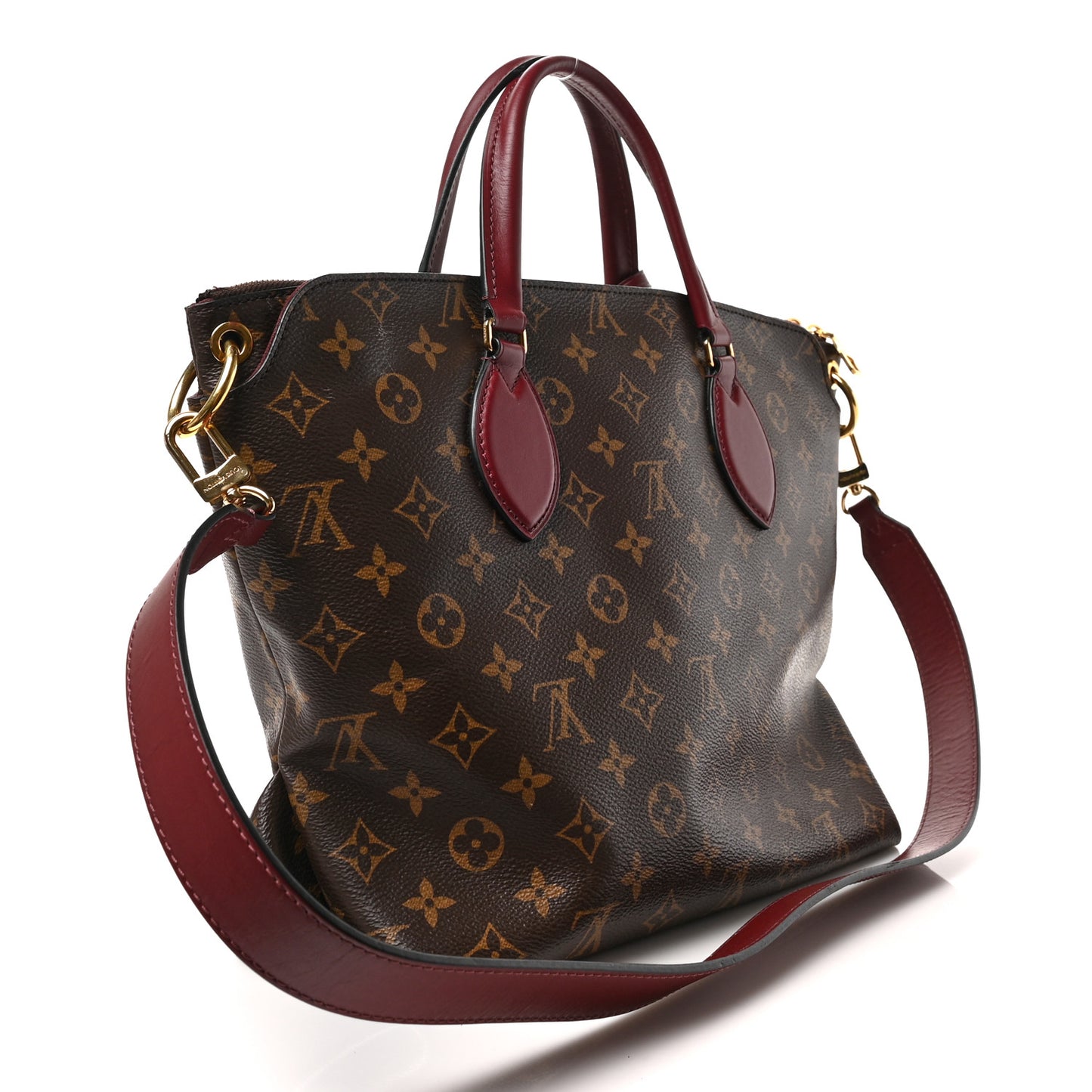 Monogram Flower Zipped Tote MM Bordeaux