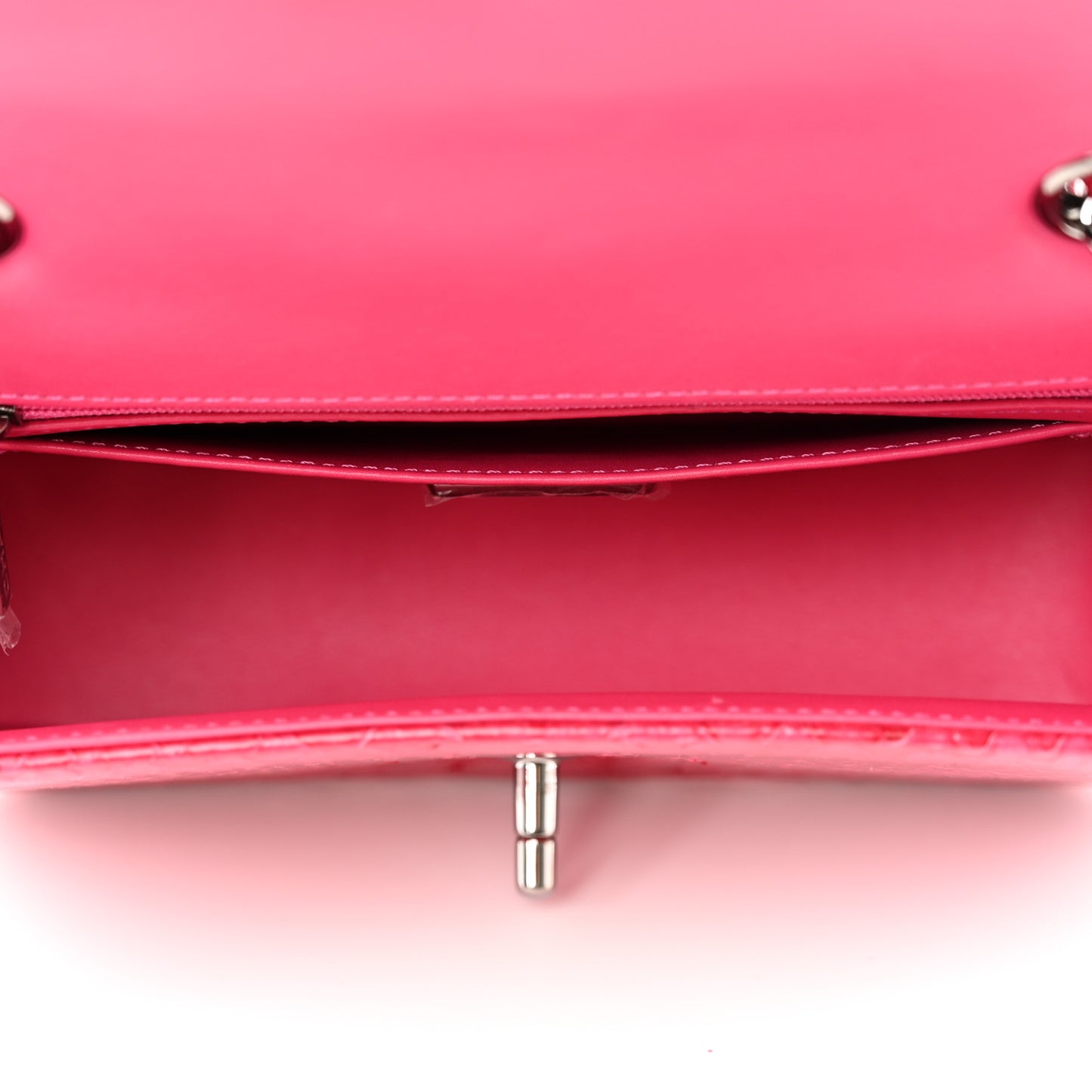 Snakeskin Mini Rectangular Flap Dark Pink