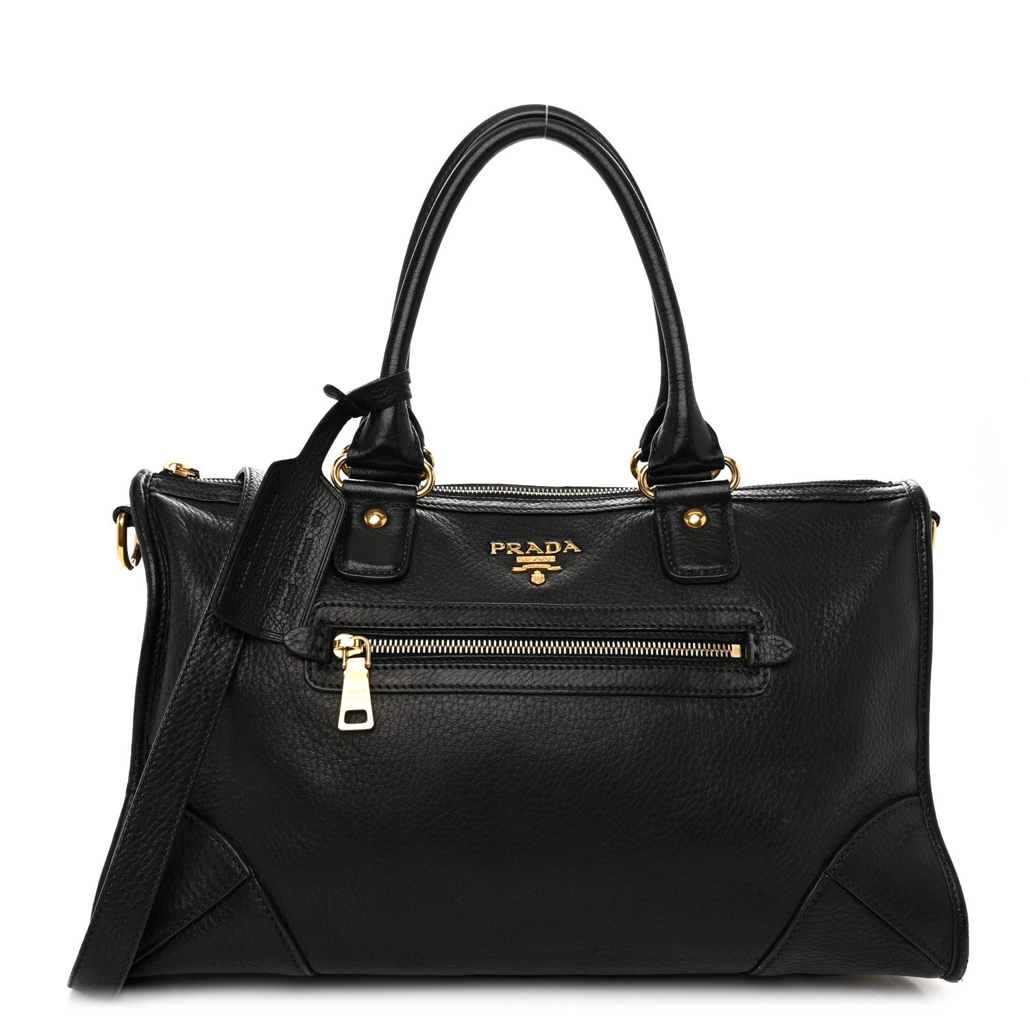 Prada Vitello Daino Shopping Satchel Black 1539679 – FASHIONPHILE
