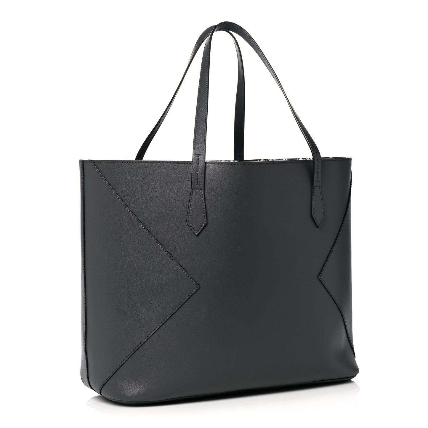 Smooth Calfskin Wing Shopper Tote Grey White