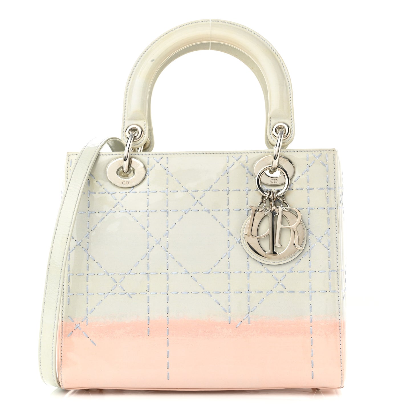 Patent Cannage Gradient Medium Lady Dior Blue Coral