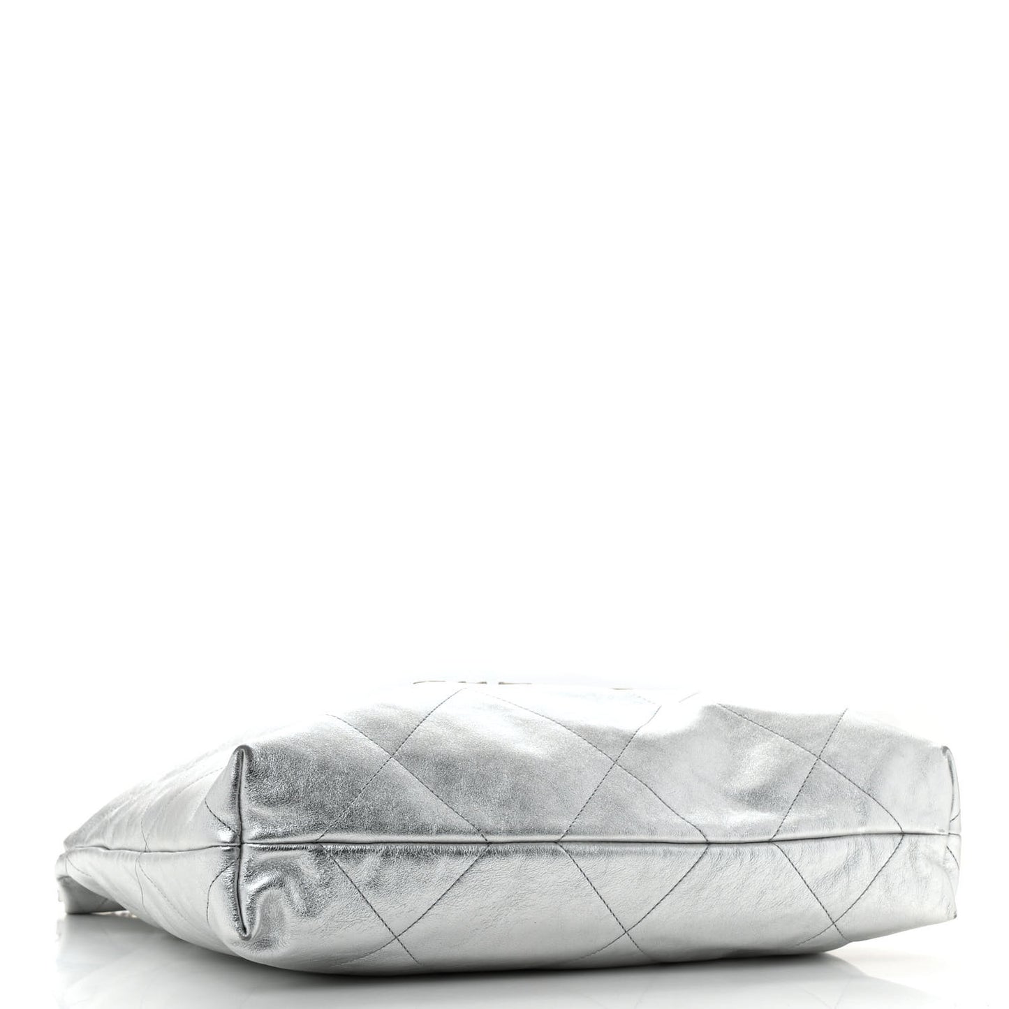 Metallic Calfskin Quilted Chanel 22 Silver