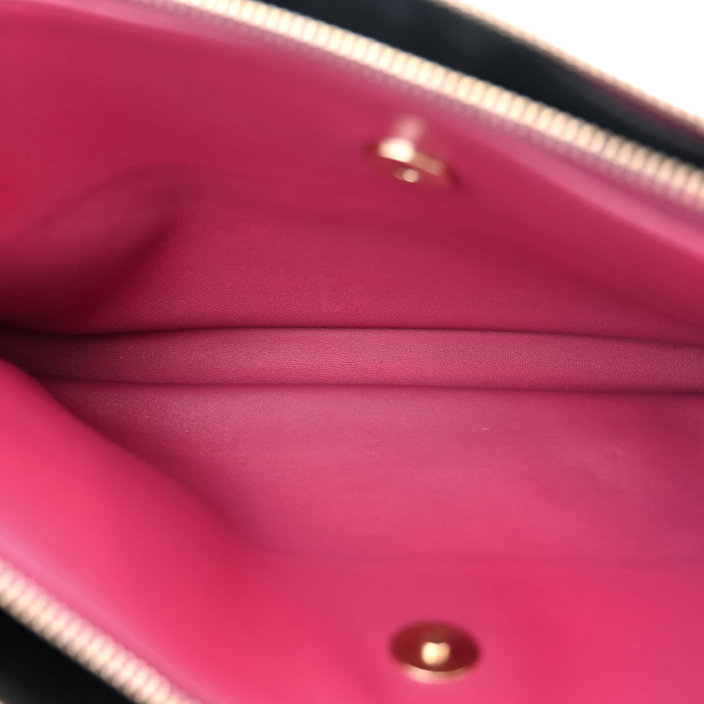 Patent Quilted Crown CC Double Zip Bag Dark Pink