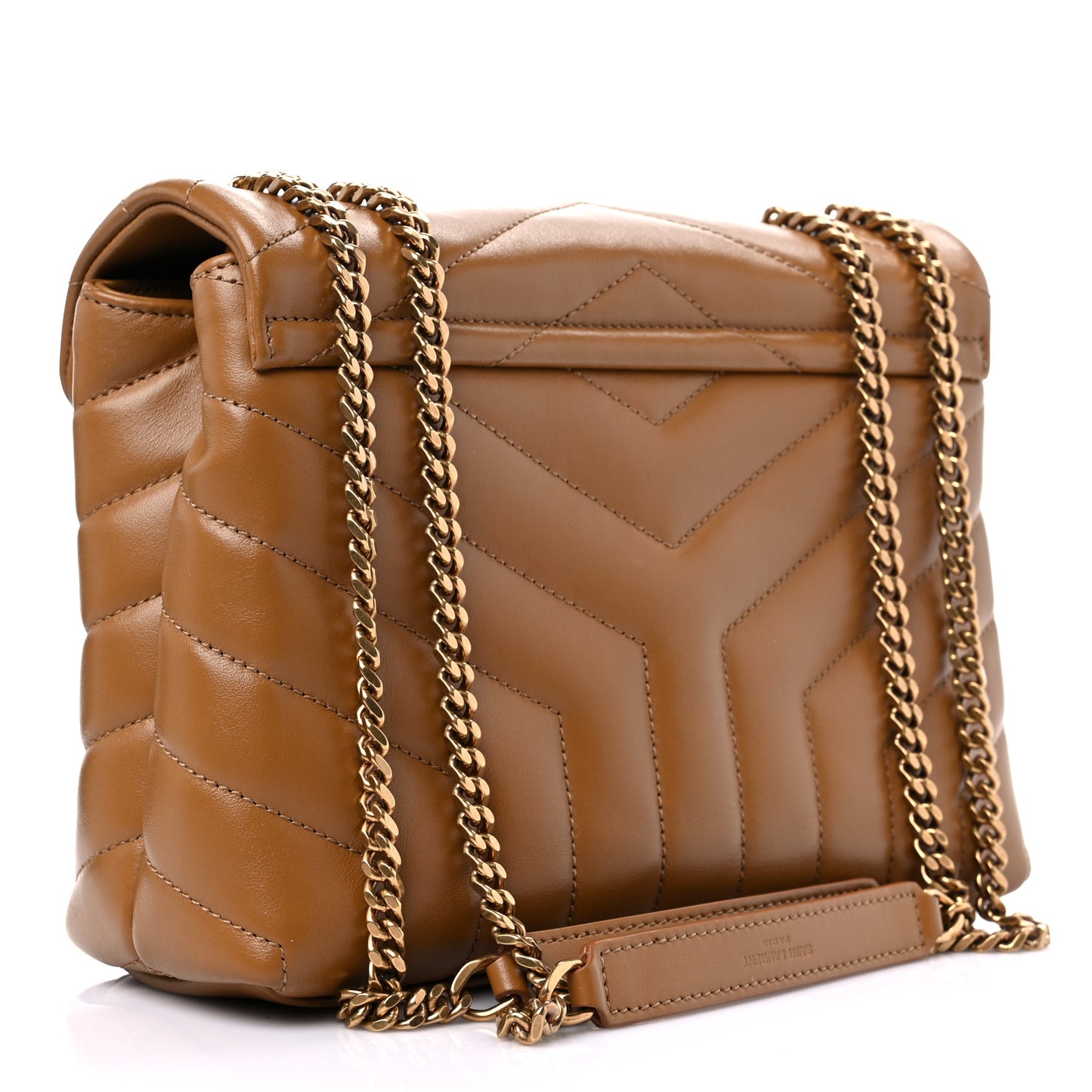Calfskin Y Quilted Monogram Small Loulou Chain Satchel Dark Natural